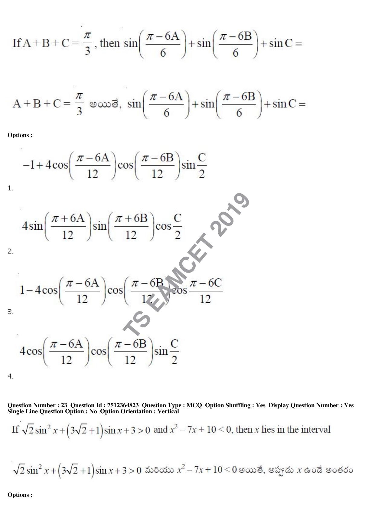TS EAMCET 2019 Engineering Question Paper with Key (4 May 2019 Afternoon) - Page 18