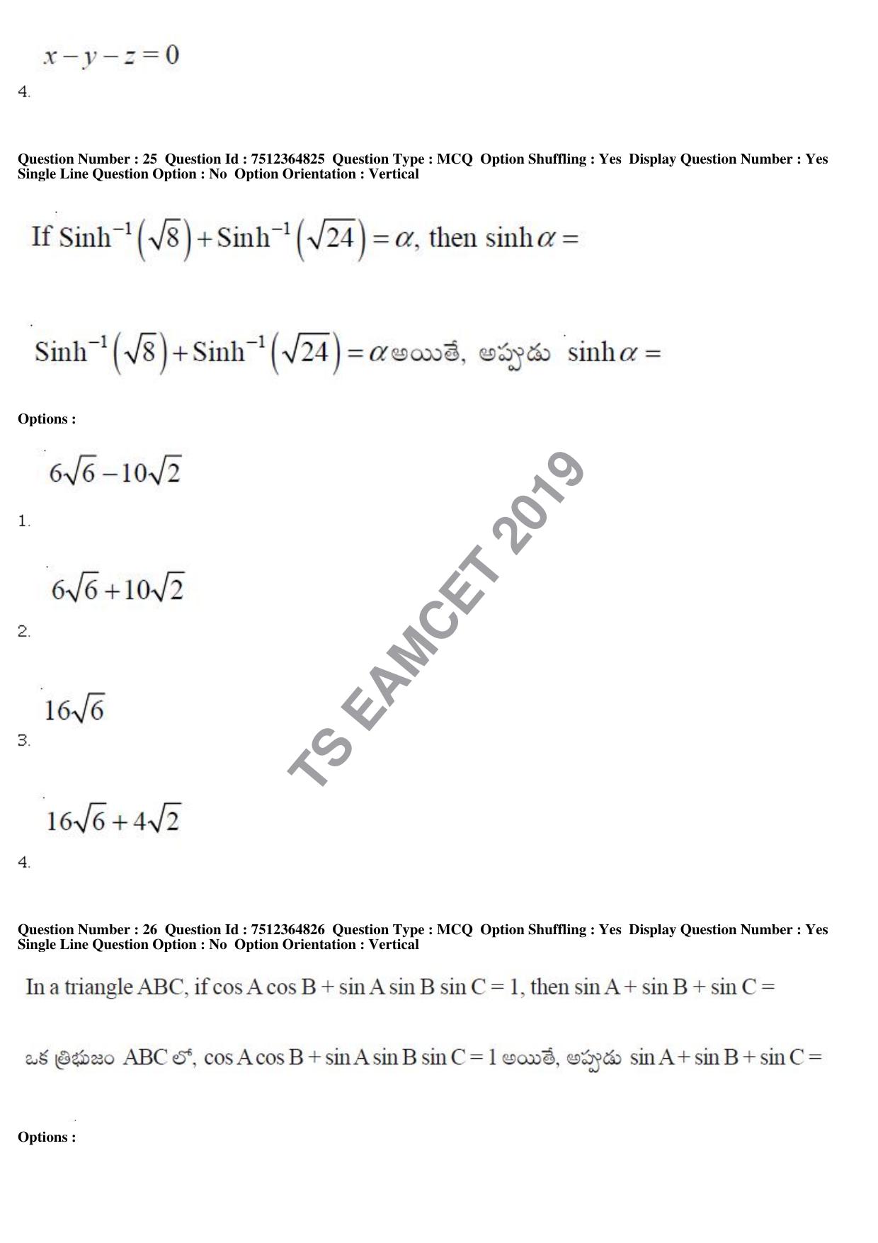TS EAMCET 2019 Engineering Question Paper with Key (4 May 2019 Afternoon) - Page 20