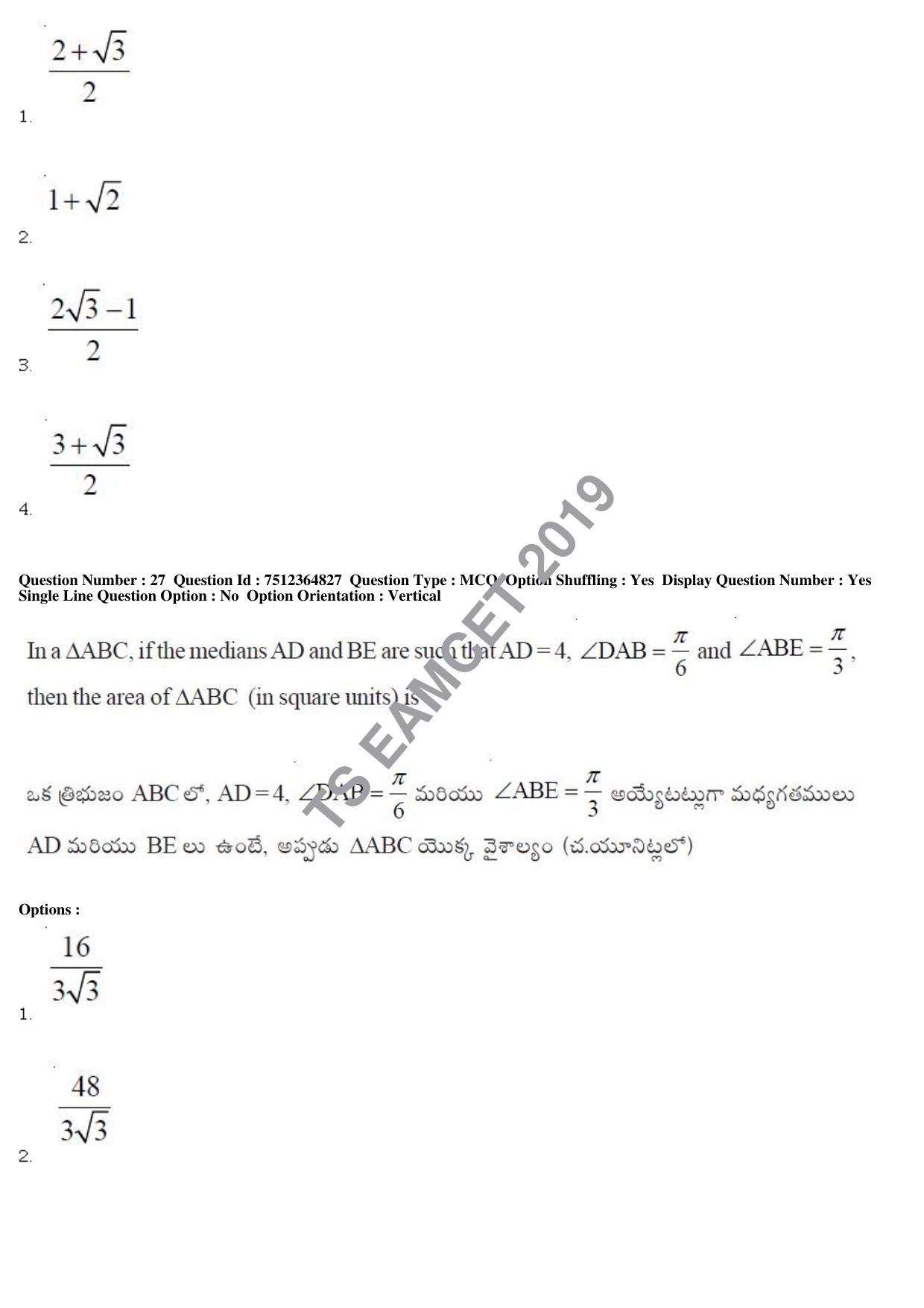 TS EAMCET 2019 Engineering Question Paper with Key (4 May 2019 Afternoon) - Page 21