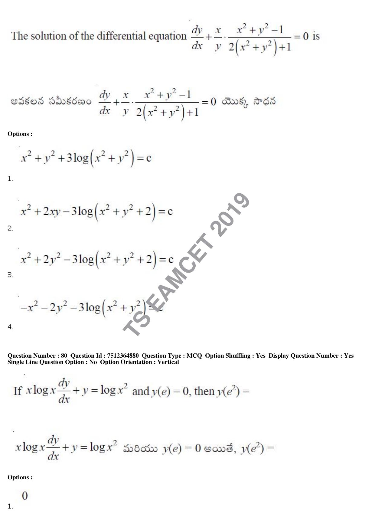 TS EAMCET 2019 Engineering Question Paper with Key (4 May 2019 Afternoon) - Page 60