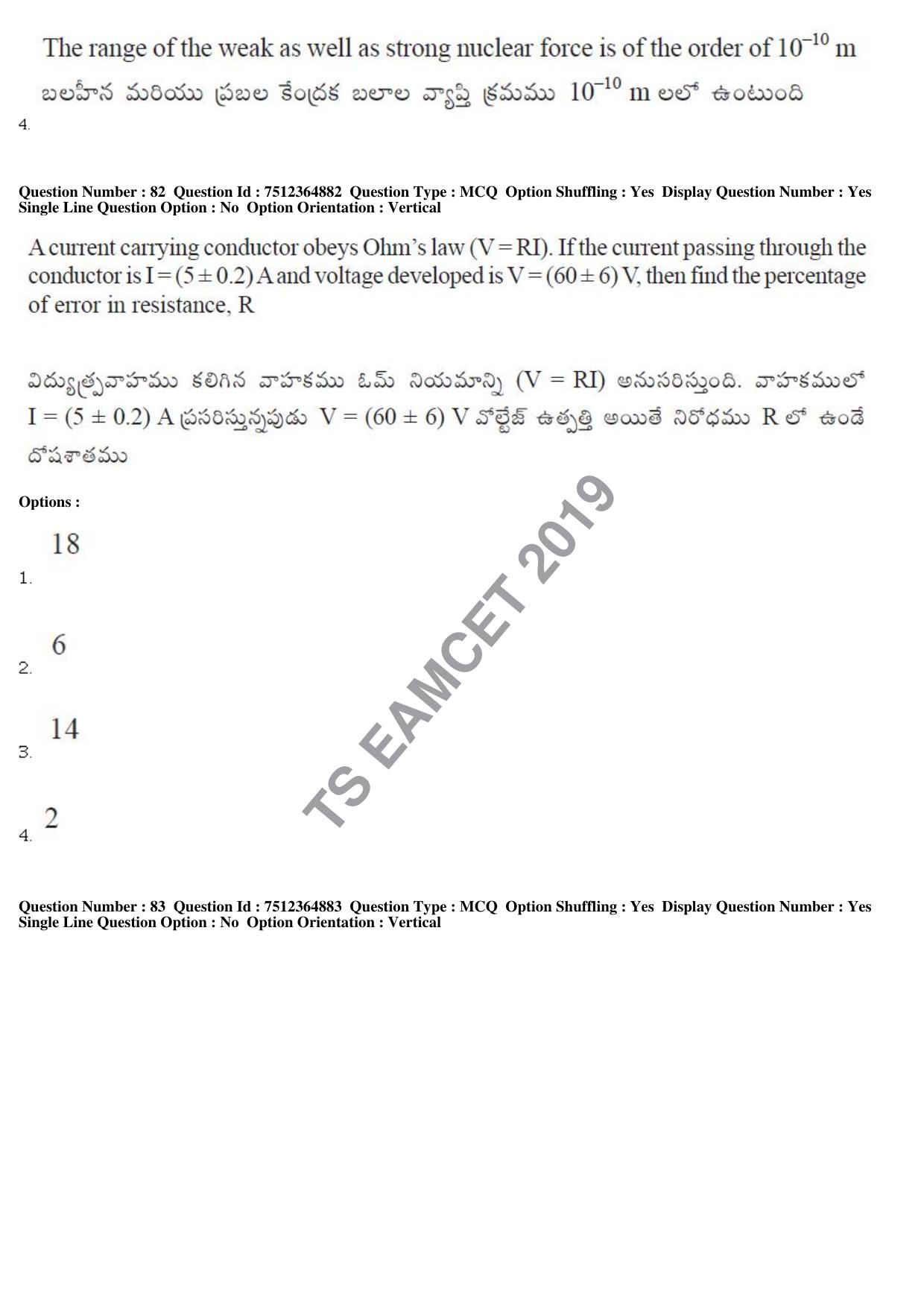 TS EAMCET 2019 Engineering Question Paper with Key (4 May 2019 Afternoon) - Page 62