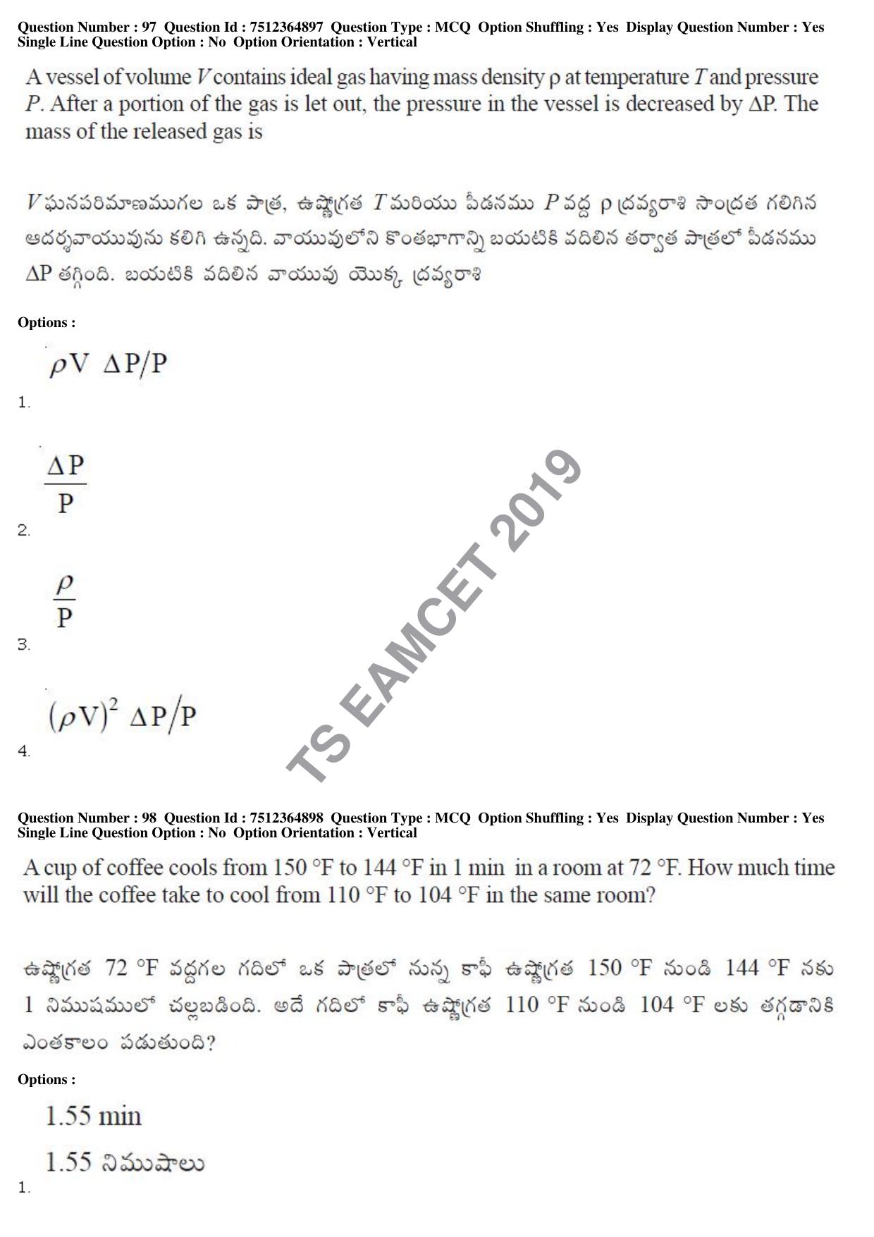 TS EAMCET 2019 Engineering Question Paper with Key (4 May 2019 Afternoon) - Page 74