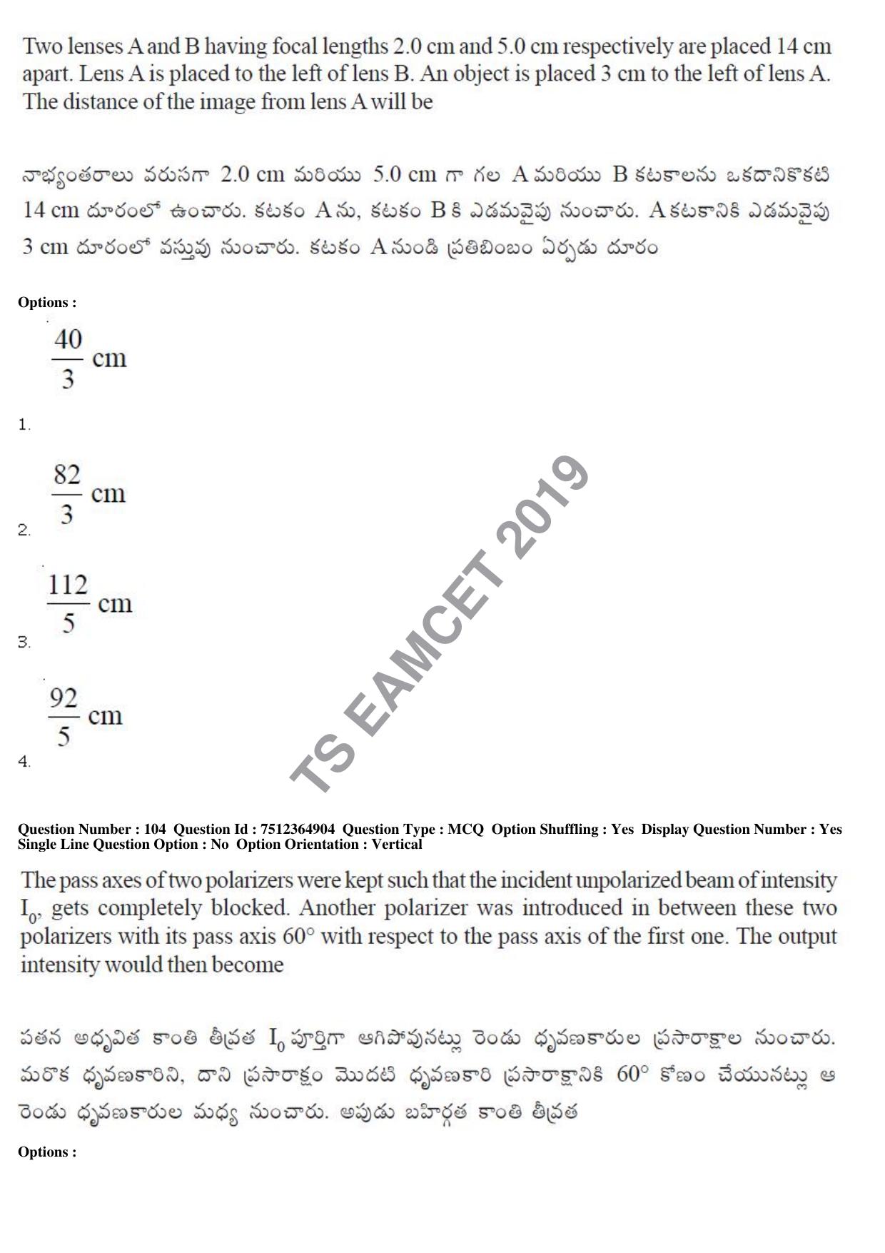 TS EAMCET 2019 Engineering Question Paper with Key (4 May 2019 Afternoon) - Page 78
