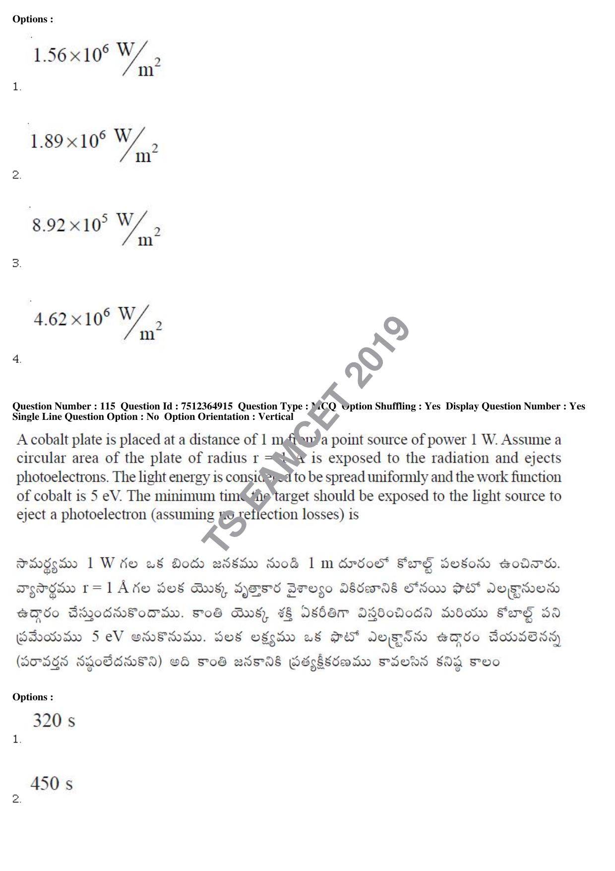 TS EAMCET 2019 Engineering Question Paper with Key (4 May 2019 Afternoon) - Page 86