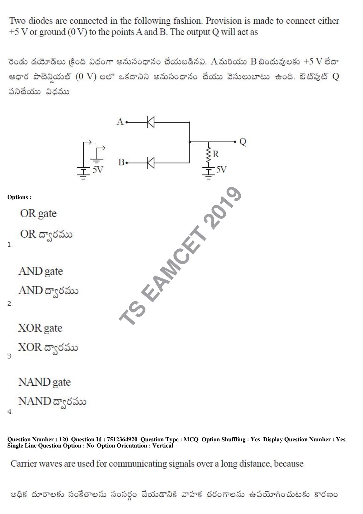 TS EAMCET 2019 Engineering Question Paper with Key (4 May 2019 Afternoon) - Page 90