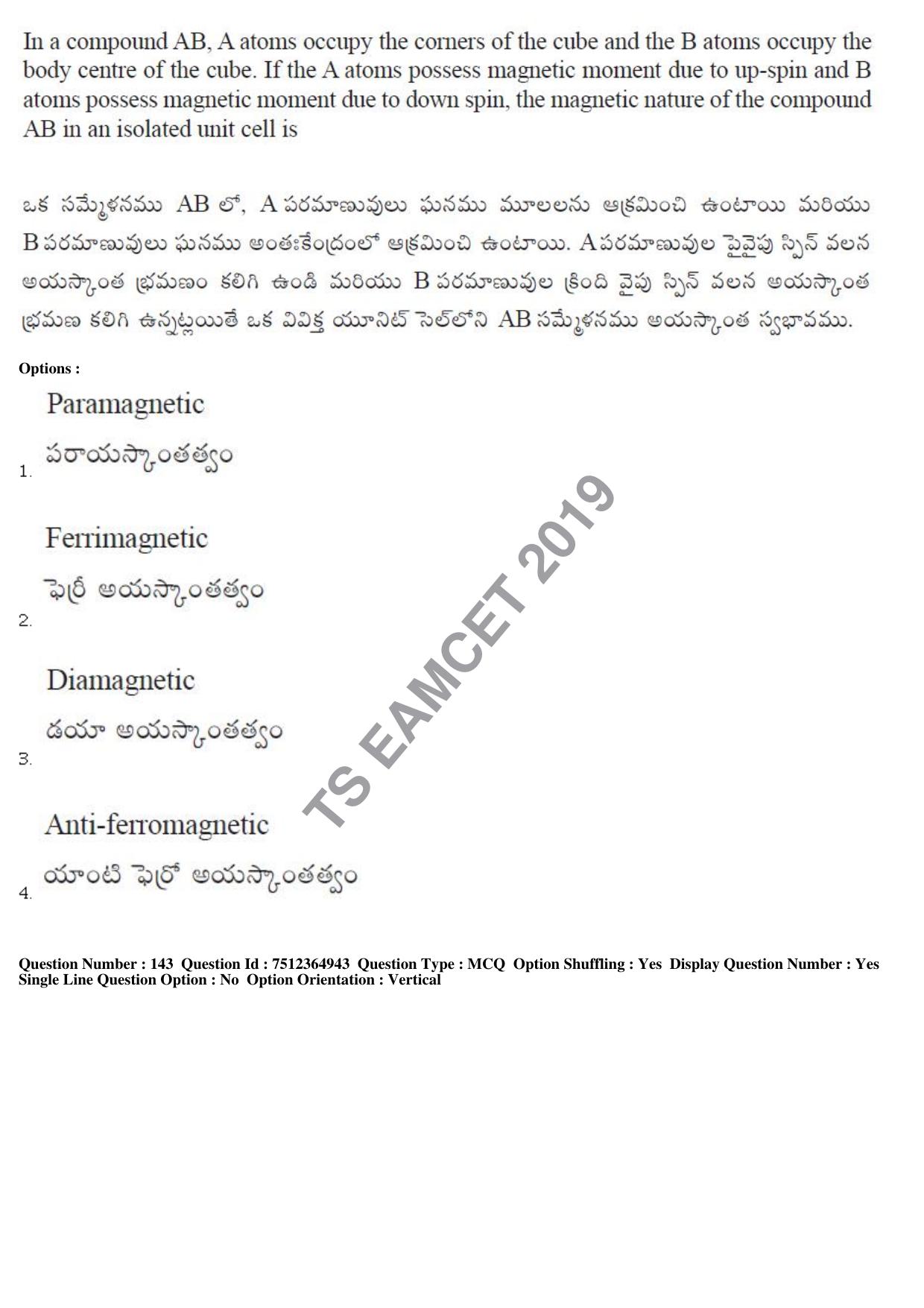 TS EAMCET 2019 Engineering Question Paper with Key (4 May 2019 Afternoon) - Page 106