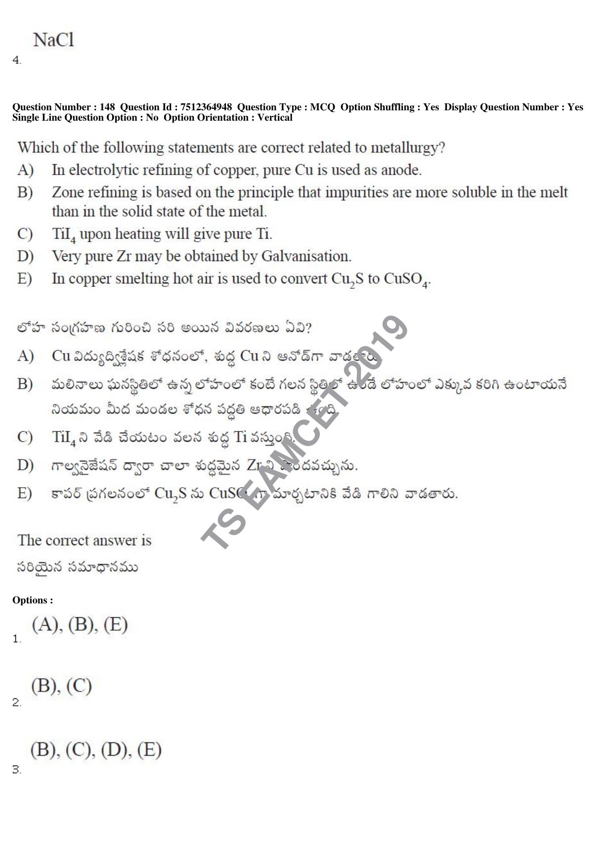 TS EAMCET 2019 Engineering Question Paper with Key (4 May 2019 Afternoon) - Page 110