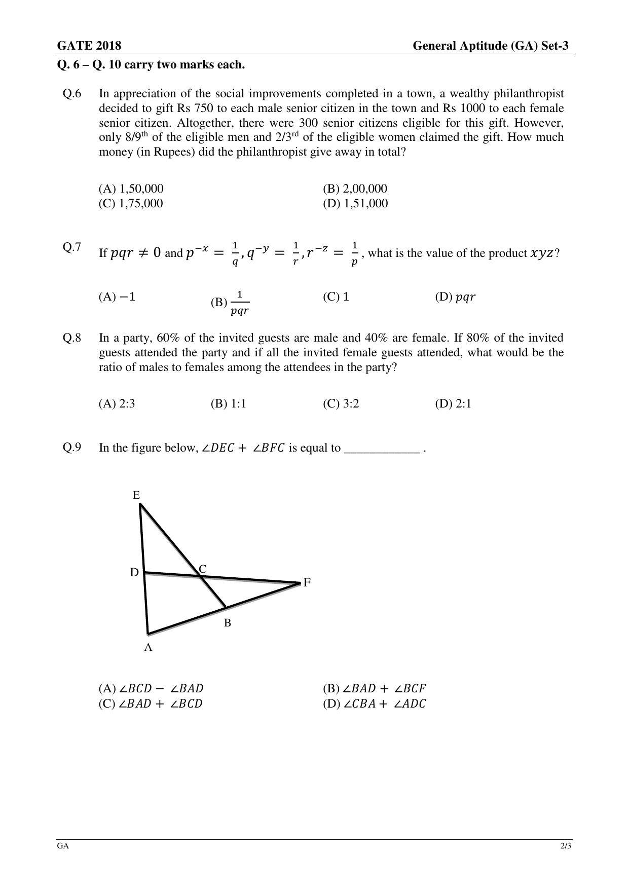 GATE 2018 Computer Science and Information Technology (CS) Question Paper with Answer Key - Page 2