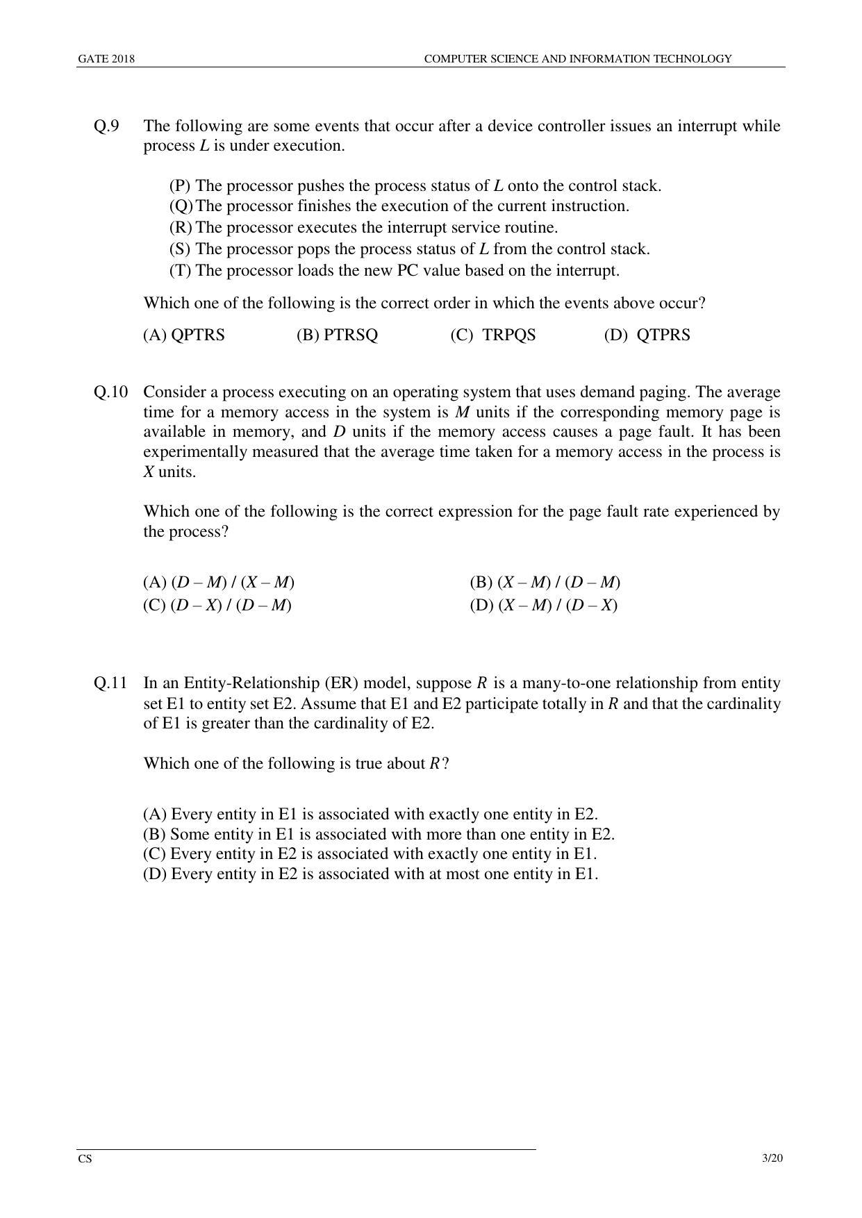 GATE 2018 Computer Science and Information Technology (CS) Question Paper with Answer Key - Page 6