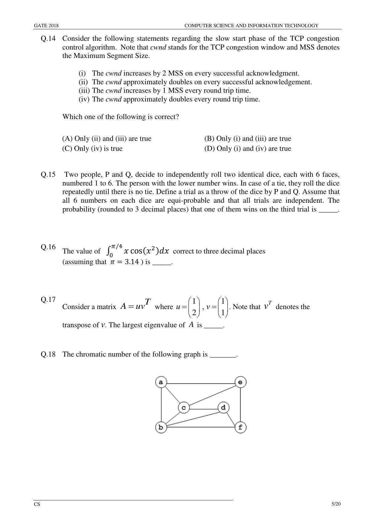 GATE 2018 Computer Science and Information Technology (CS) Question Paper with Answer Key - Page 8