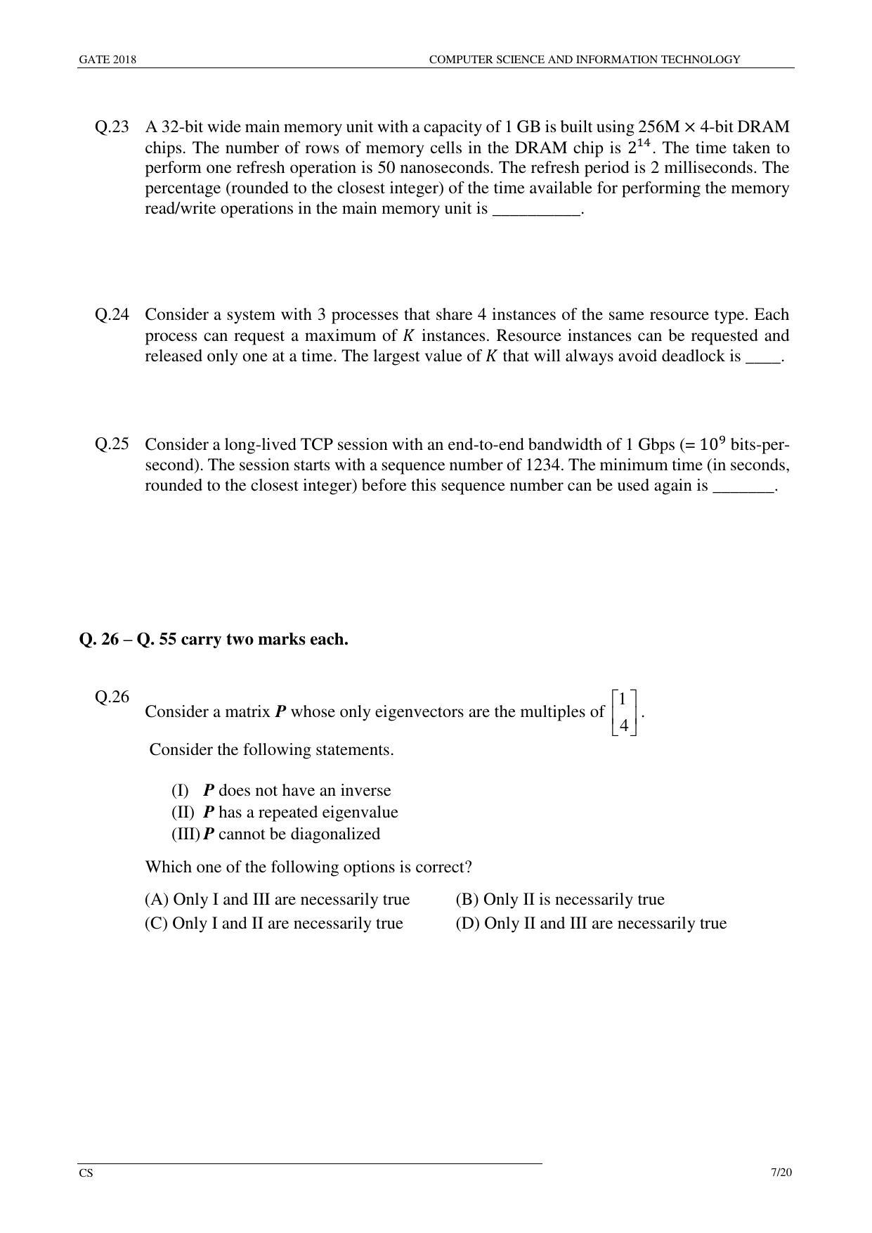 GATE 2018 Computer Science and Information Technology (CS) Question Paper with Answer Key - Page 10