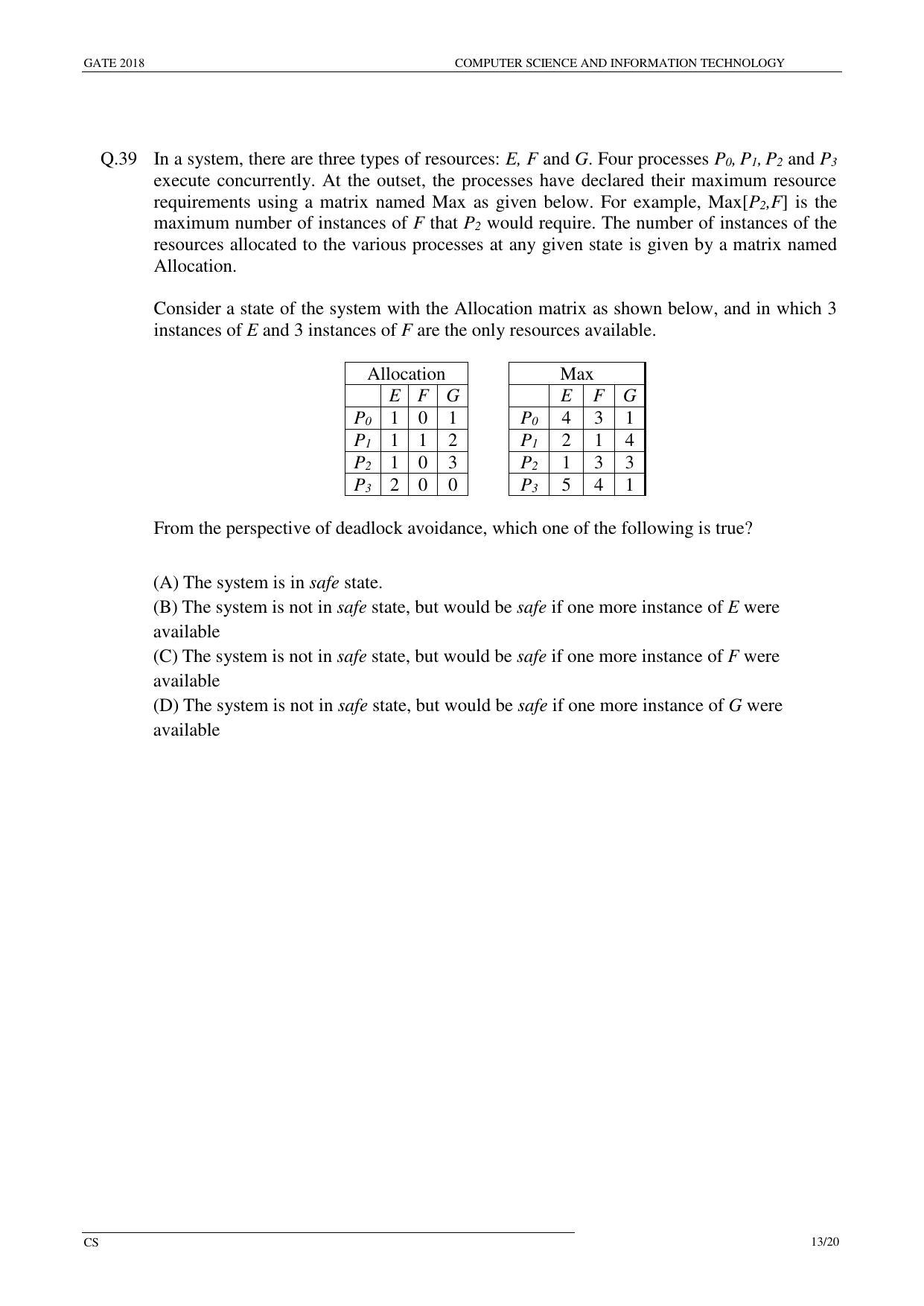 GATE 2018 Computer Science and Information Technology (CS) Question Paper with Answer Key - Page 16