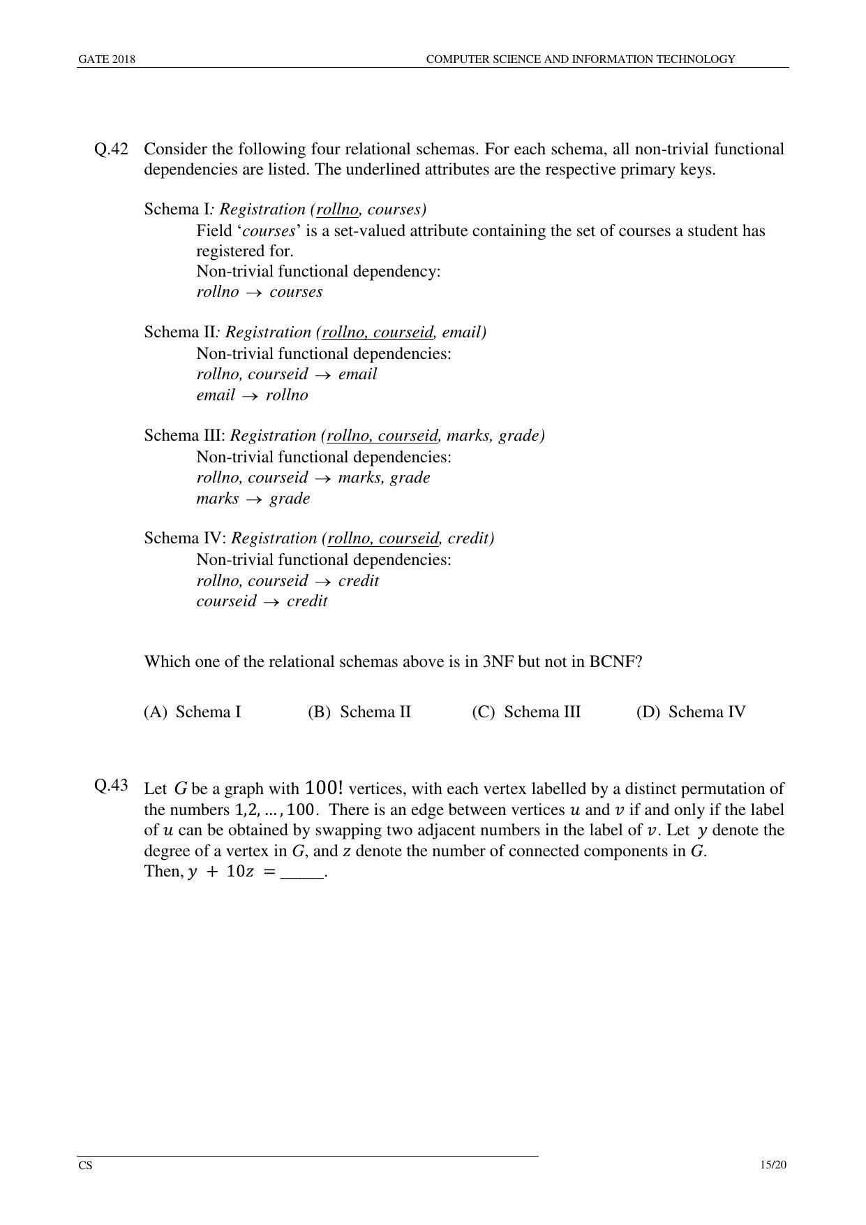 GATE 2018 Computer Science and Information Technology (CS) Question Paper with Answer Key - Page 18