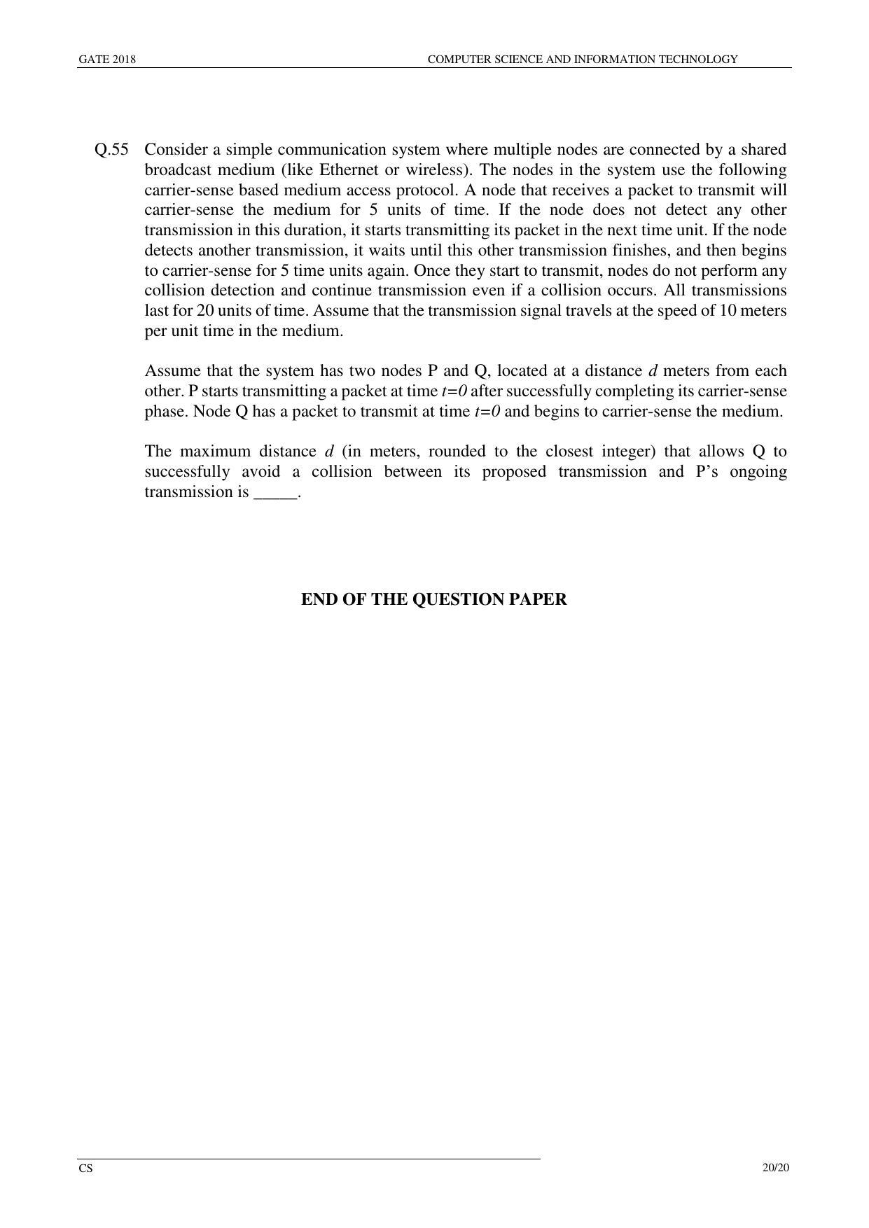 GATE 2018 Computer Science and Information Technology (CS) Question Paper with Answer Key - Page 23