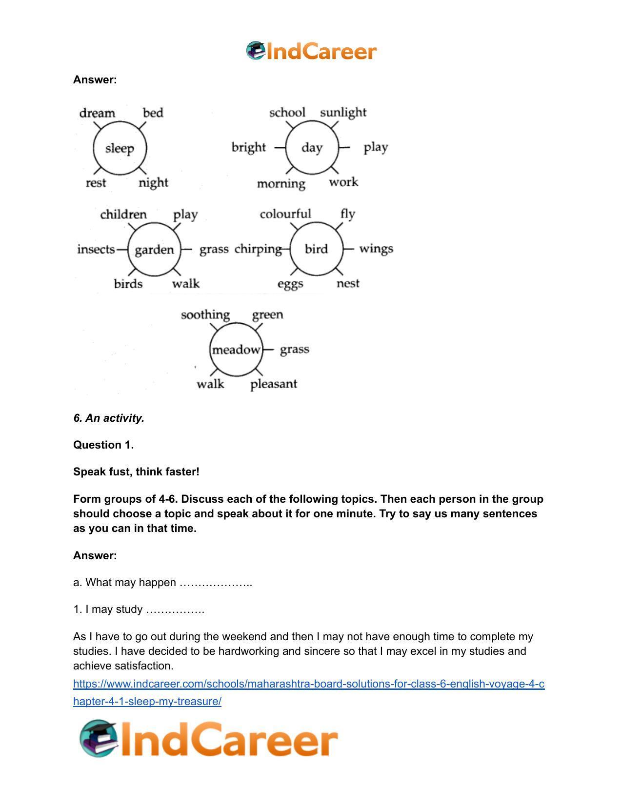 Maharashtra Board Solutions for Class 6- English (Voyage 4): Chapter 4.1- Sleep, My Treasure - Page 5