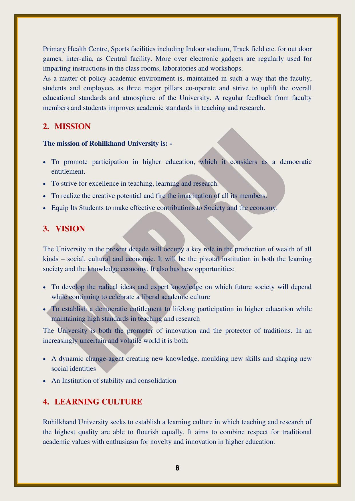 Mahatma Jyotiba Phule Rohilkhand University, Bareilly Information Brochure 2022-24 - Page 6