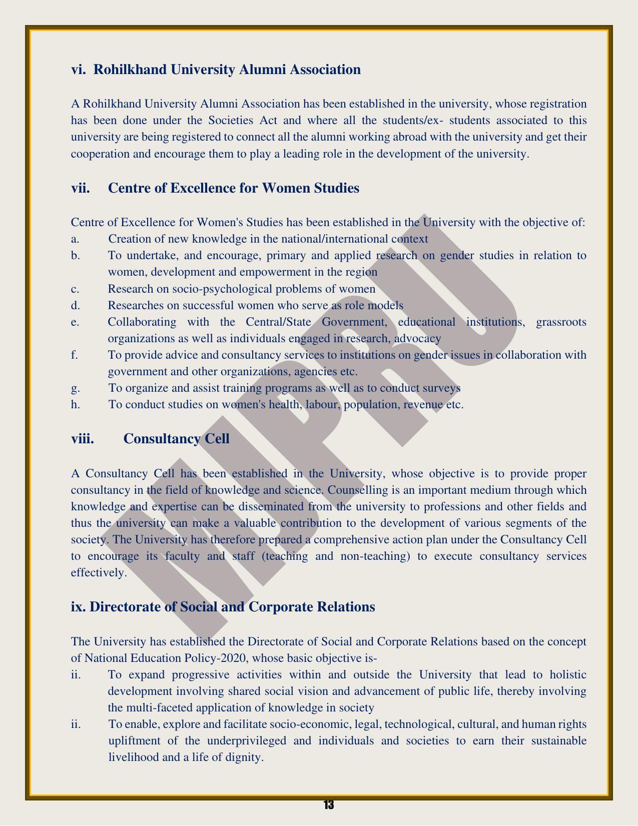 Mahatma Jyotiba Phule Rohilkhand University, Bareilly Information Brochure 2022-24 - Page 13