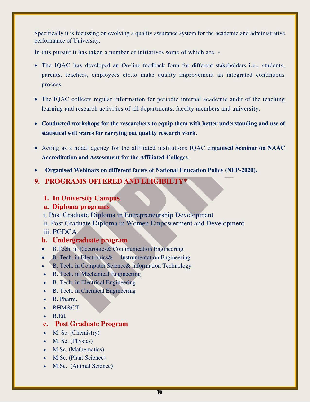 Mahatma Jyotiba Phule Rohilkhand University, Bareilly Information Brochure 2022-24 - Page 15