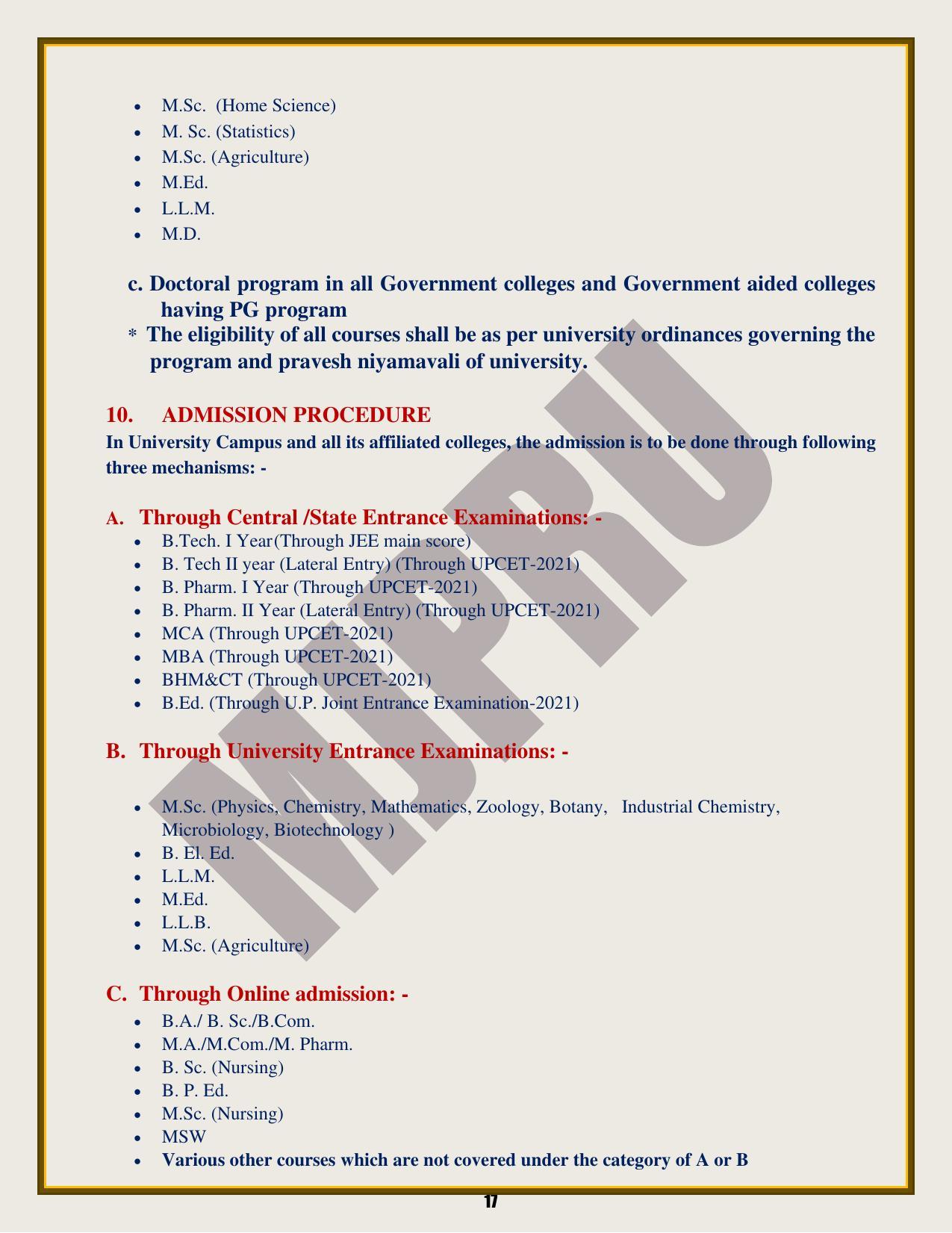 Mahatma Jyotiba Phule Rohilkhand University, Bareilly Information Brochure 2022-24 - Page 17