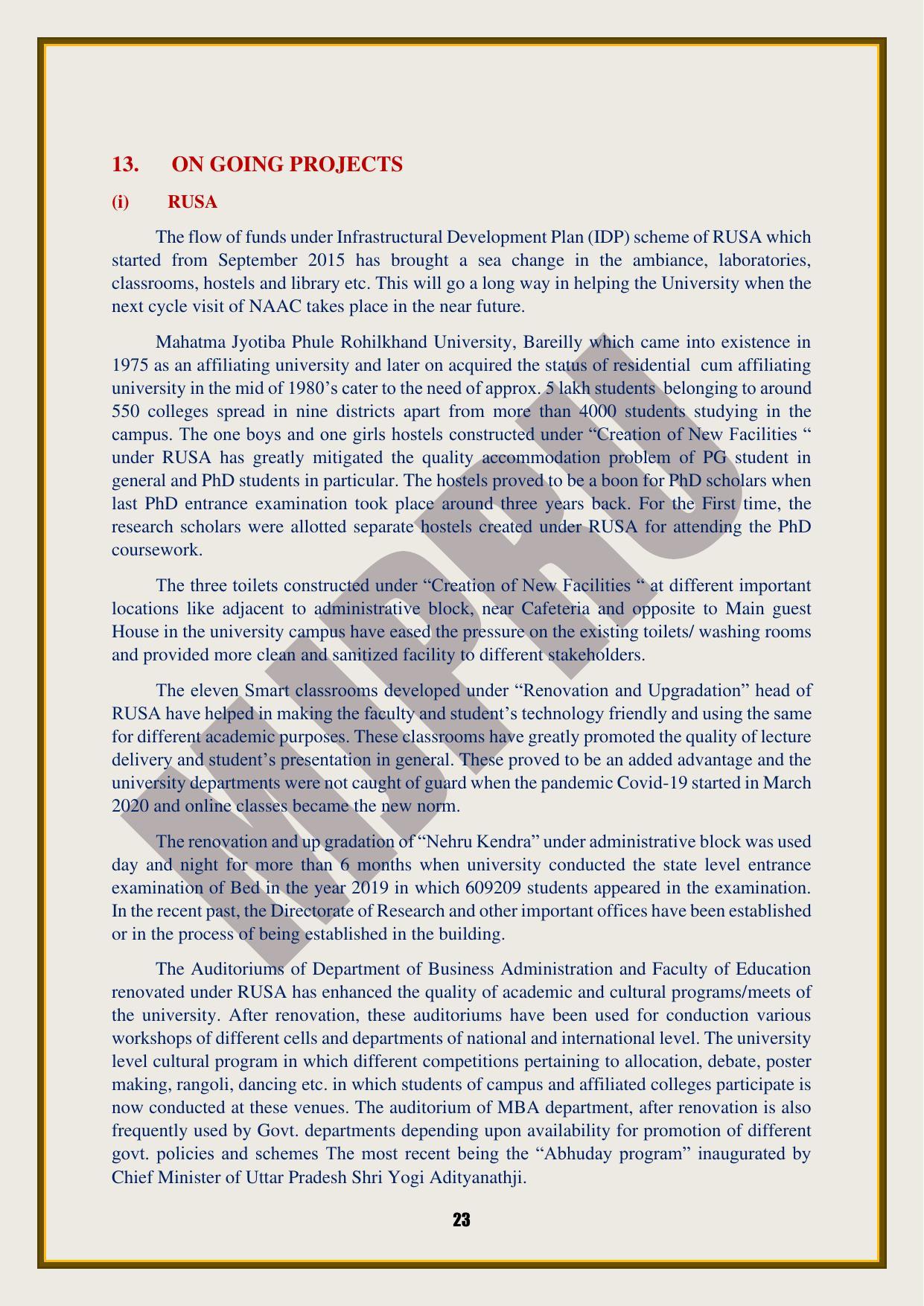 Mahatma Jyotiba Phule Rohilkhand University, Bareilly Information Brochure 2022-24 - Page 23