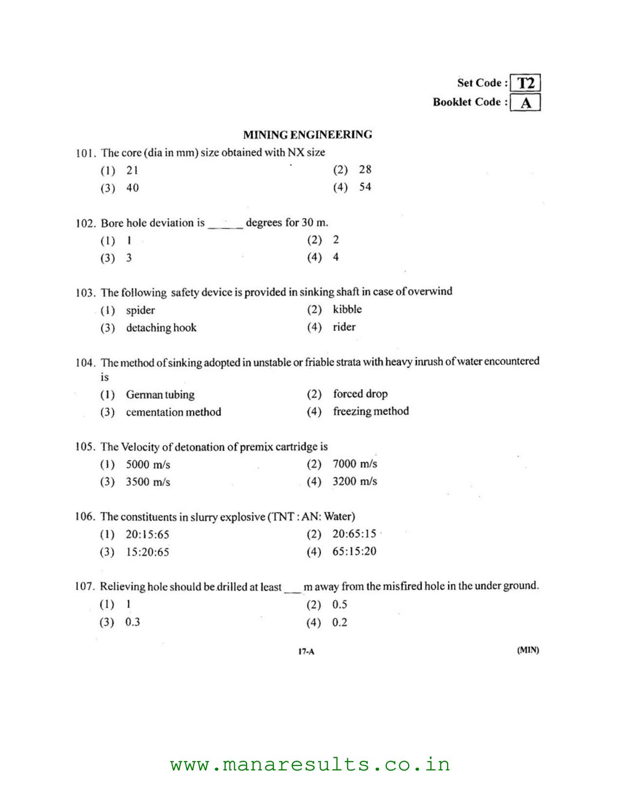AP ECET 2016 Mining Engineering Old Previous Question Papers - Page 16