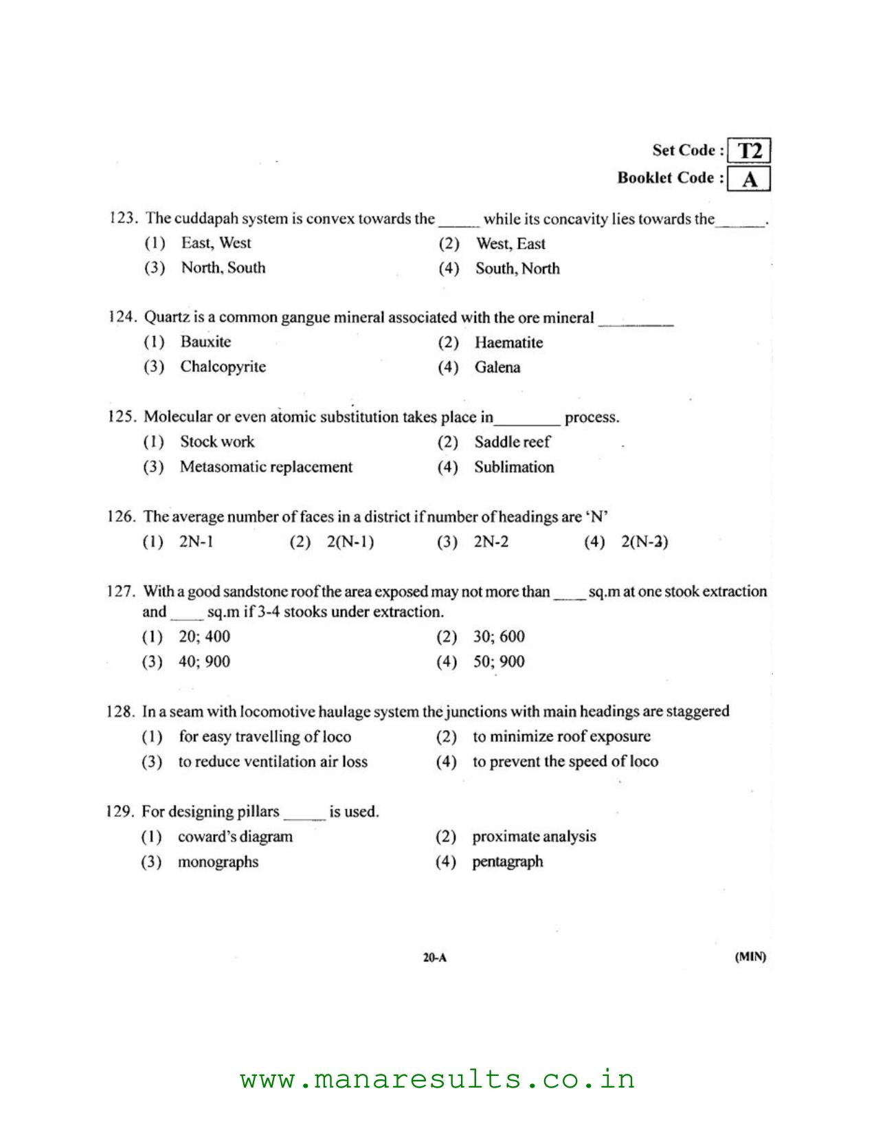 AP ECET 2016 Mining Engineering Old Previous Question Papers - Page 19