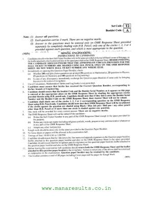 AP ECET 2016 Mining Engineering Old Previous Question Papers