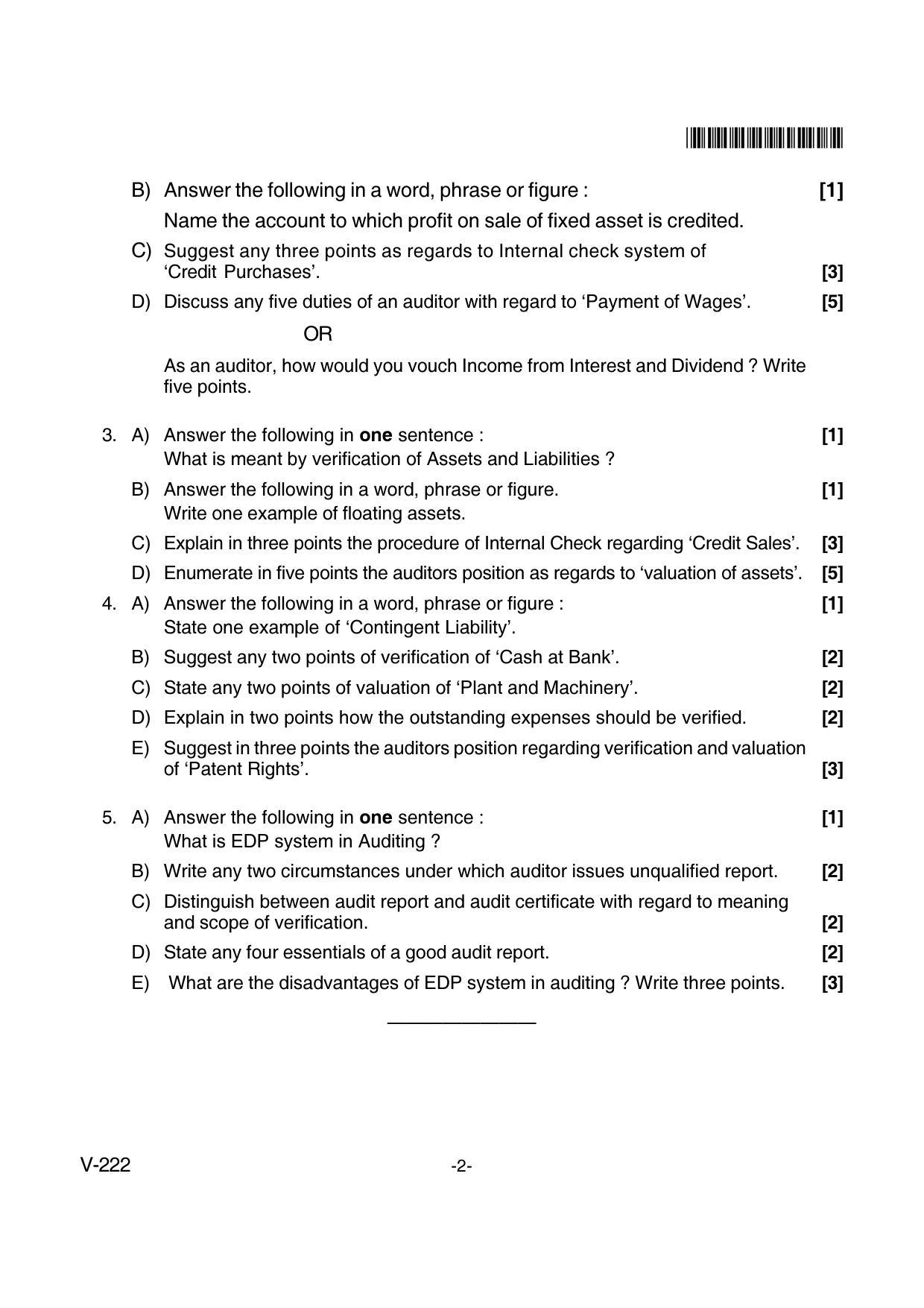 Goa Board Class 12 Principles & Practice of Auditing Voc 222 (June 2018) Question Paper - Page 2