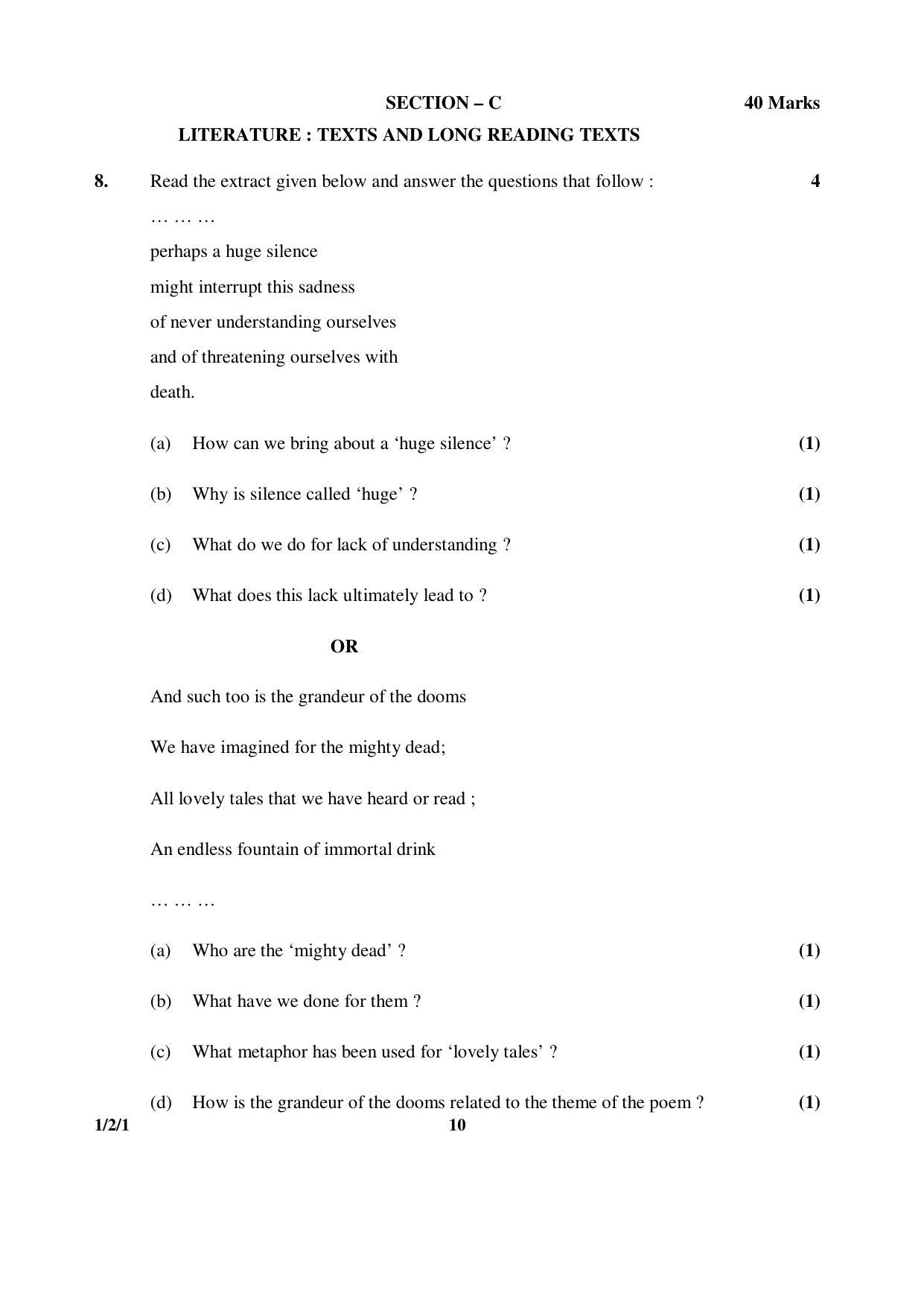 CBSE Class 12 1-2-1 ENGLISH CORE 2016 Question Paper - Page 10