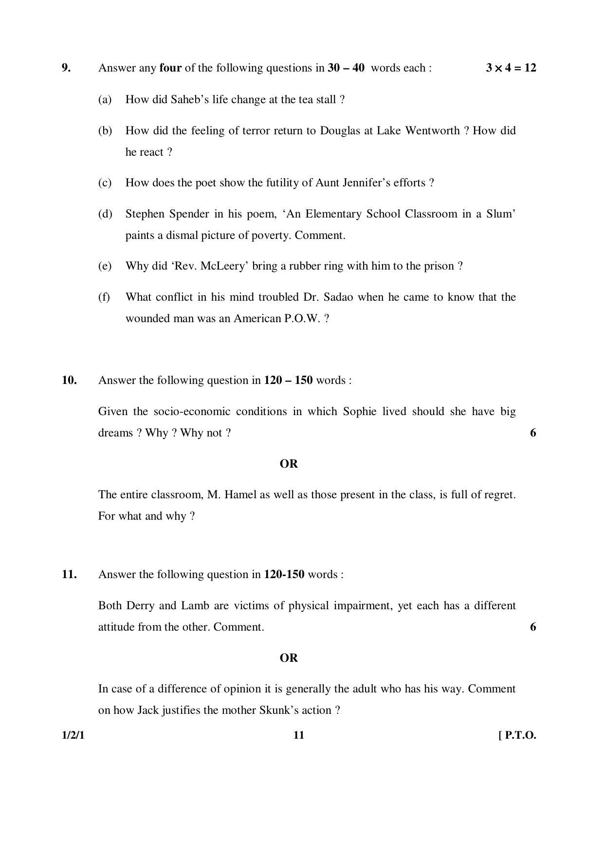 CBSE Class 12 1-2-1 ENGLISH CORE 2016 Question Paper - Page 11