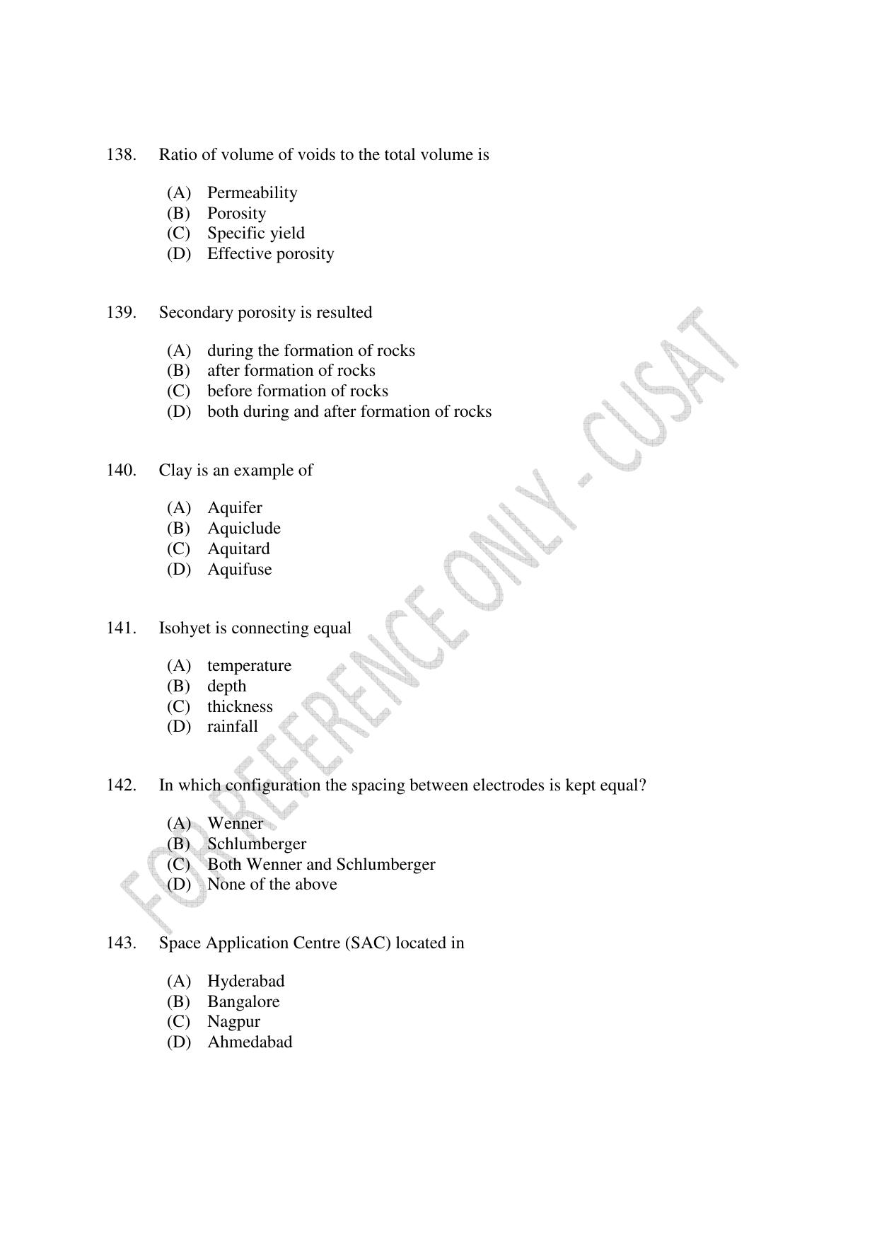 CUSAT CAT 2023 GEOLOGY Question Paper - Page 24