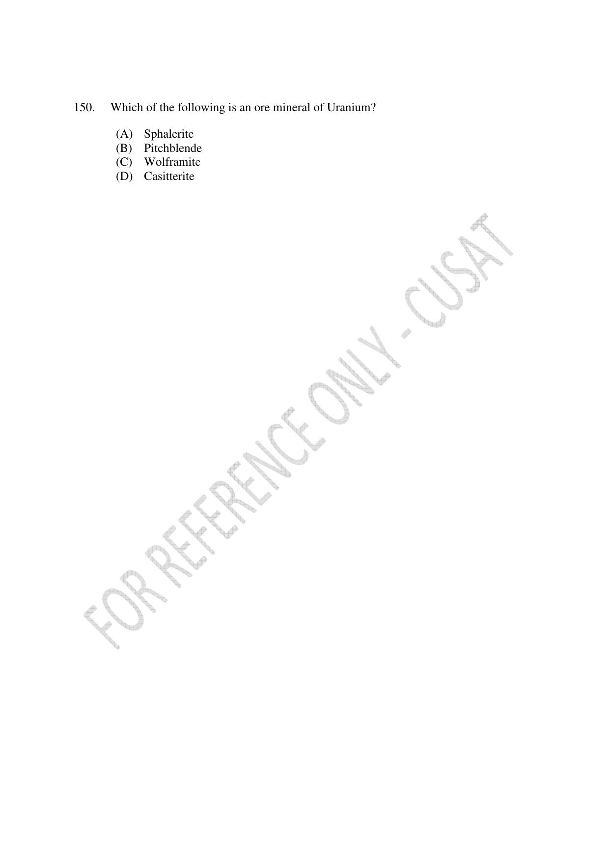 CUSAT CAT 2023 GEOLOGY Question Paper - Page 26