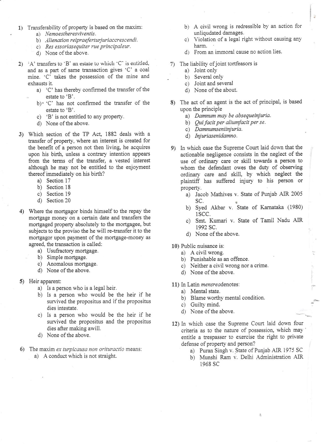 KUET 2024 LLM Question Paper - Page 12
