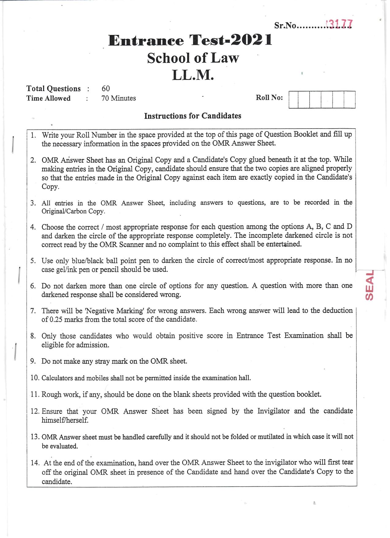 KUET 2024 LLM Question Paper - Page 17