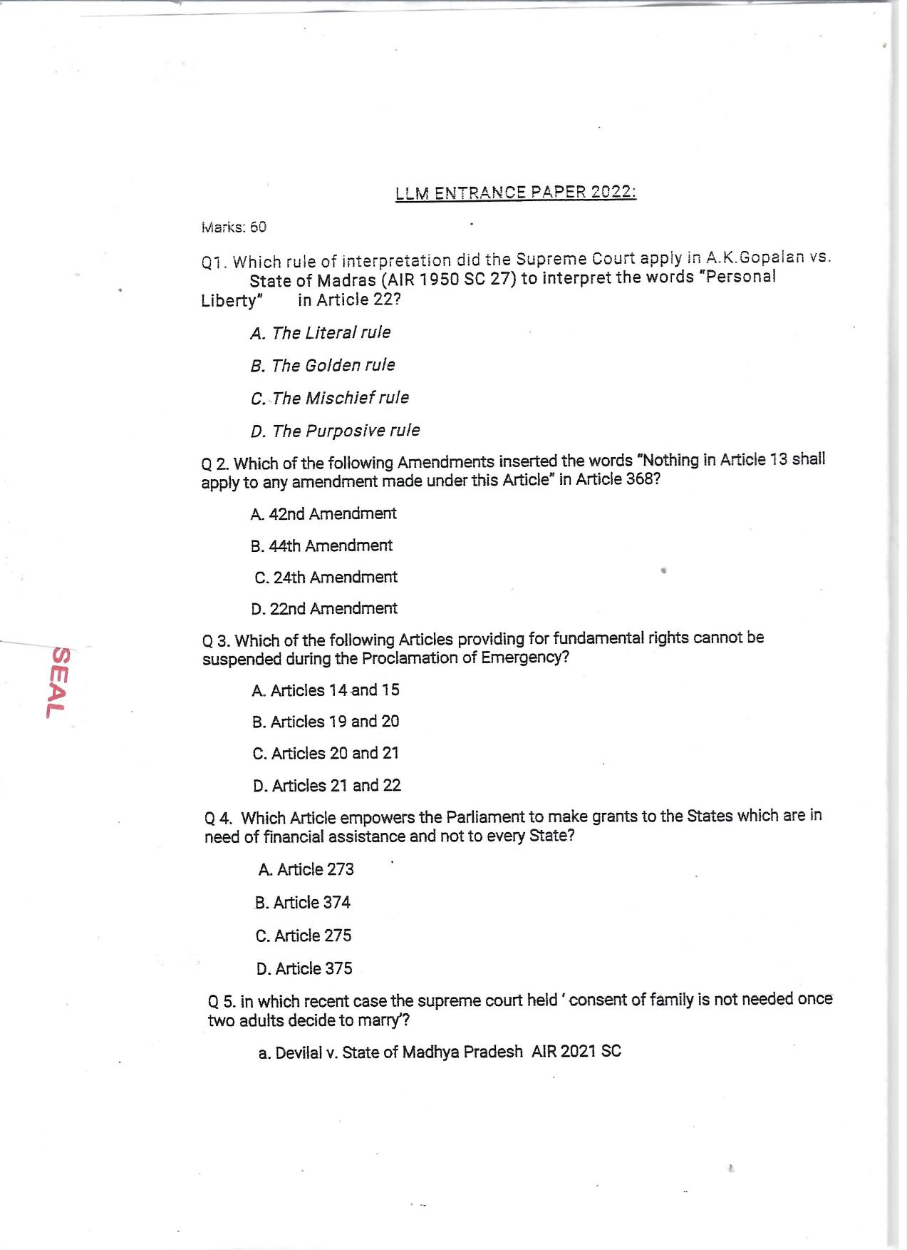 KUET 2024 LLM Question Paper - Page 18
