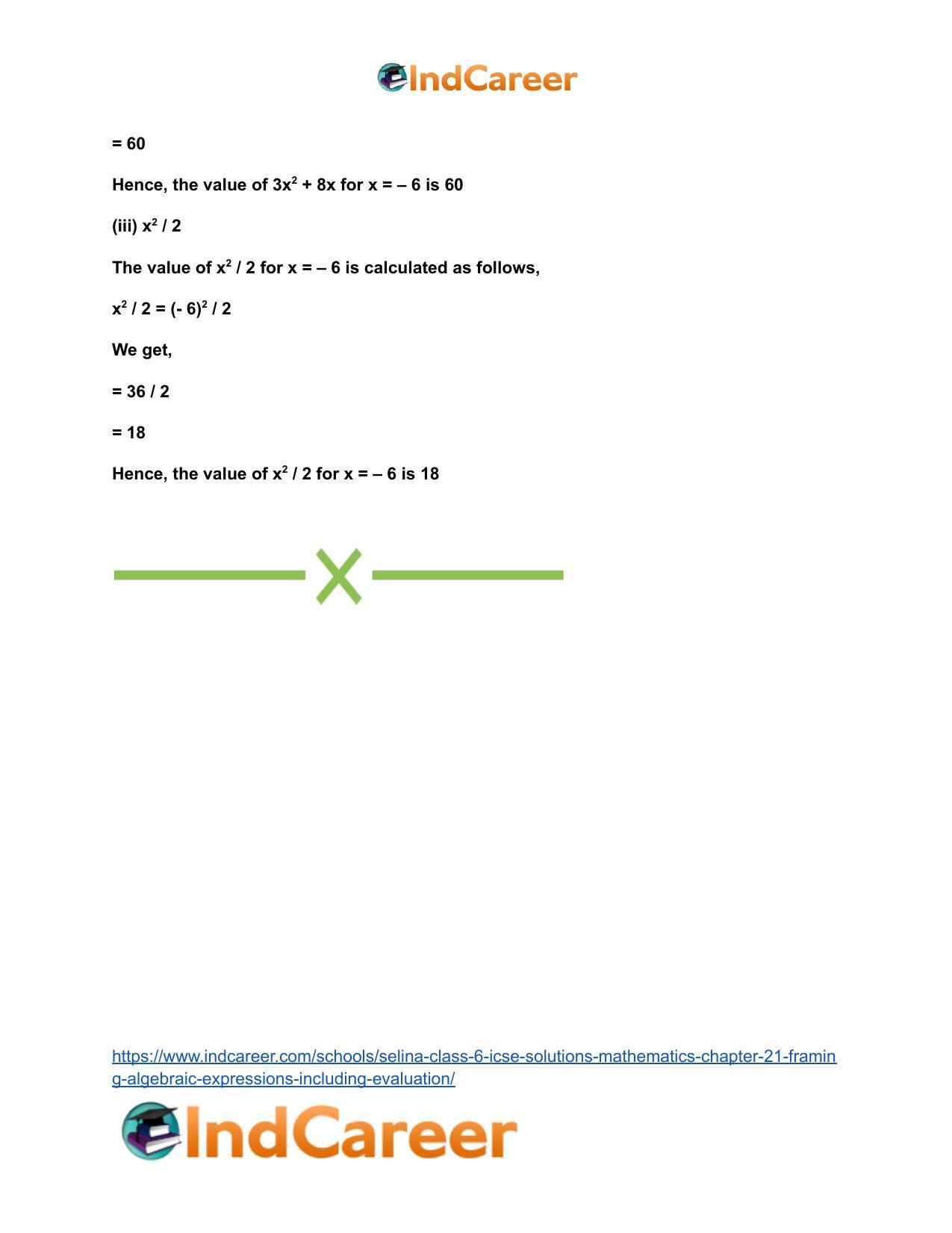Selina Class 6 ICSE Solutions Mathematics : Chapter 21- Framing Algebraic Expressions (Including Evaluation) - Page 24