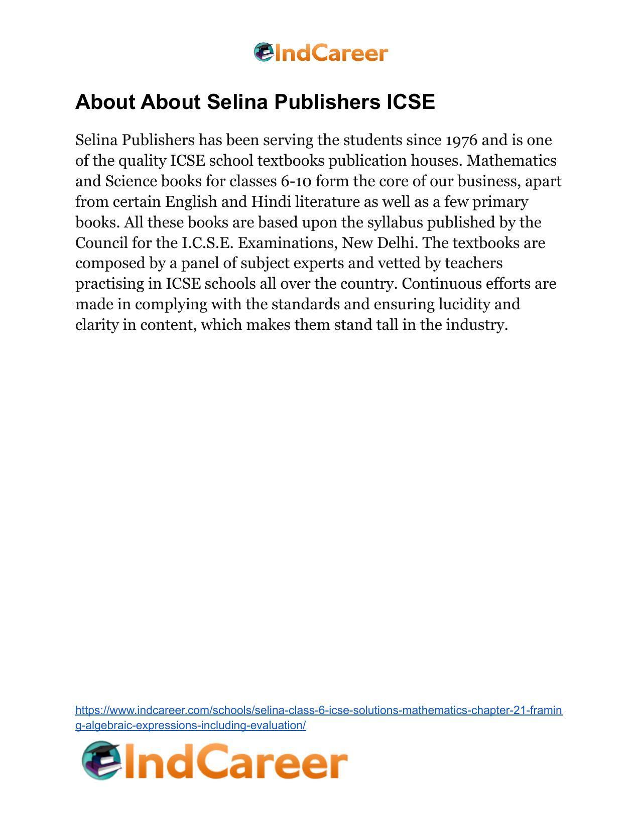Selina Class 6 ICSE Solutions Mathematics : Chapter 21- Framing Algebraic Expressions (Including Evaluation) - Page 27