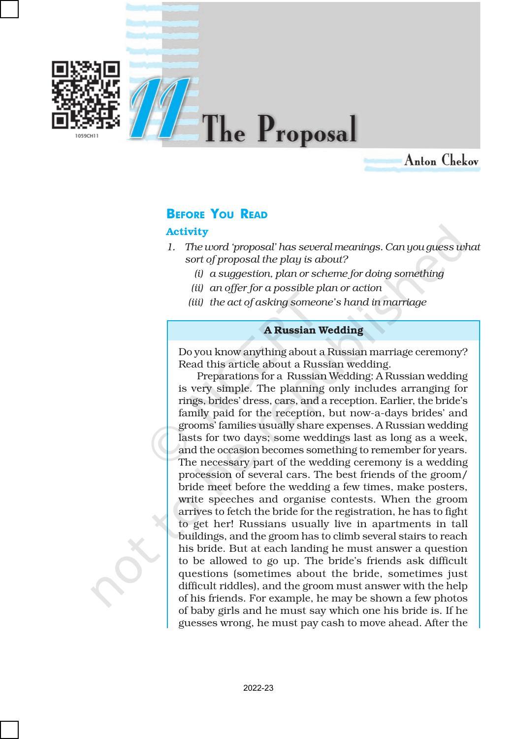 NCERT Book for Class 10 English (First Flight) Chapter 11 The Proposal - Page 1