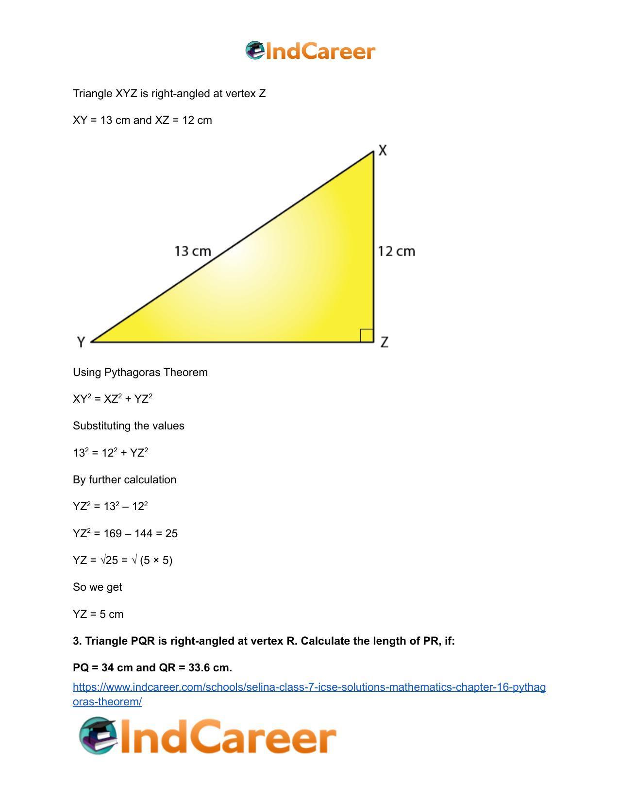Selina Class 7 ICSE Solutions Mathematics : Chapter 16- Pythagoras Theorem - Page 4