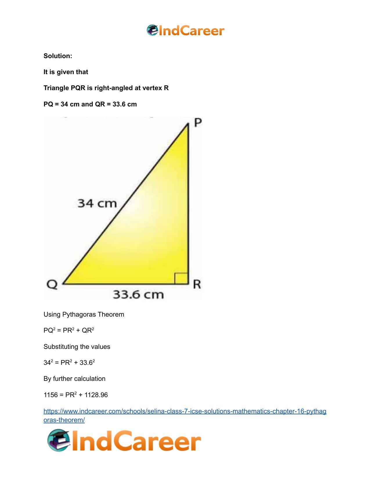 Selina Class 7 ICSE Solutions Mathematics : Chapter 16- Pythagoras Theorem - Page 5