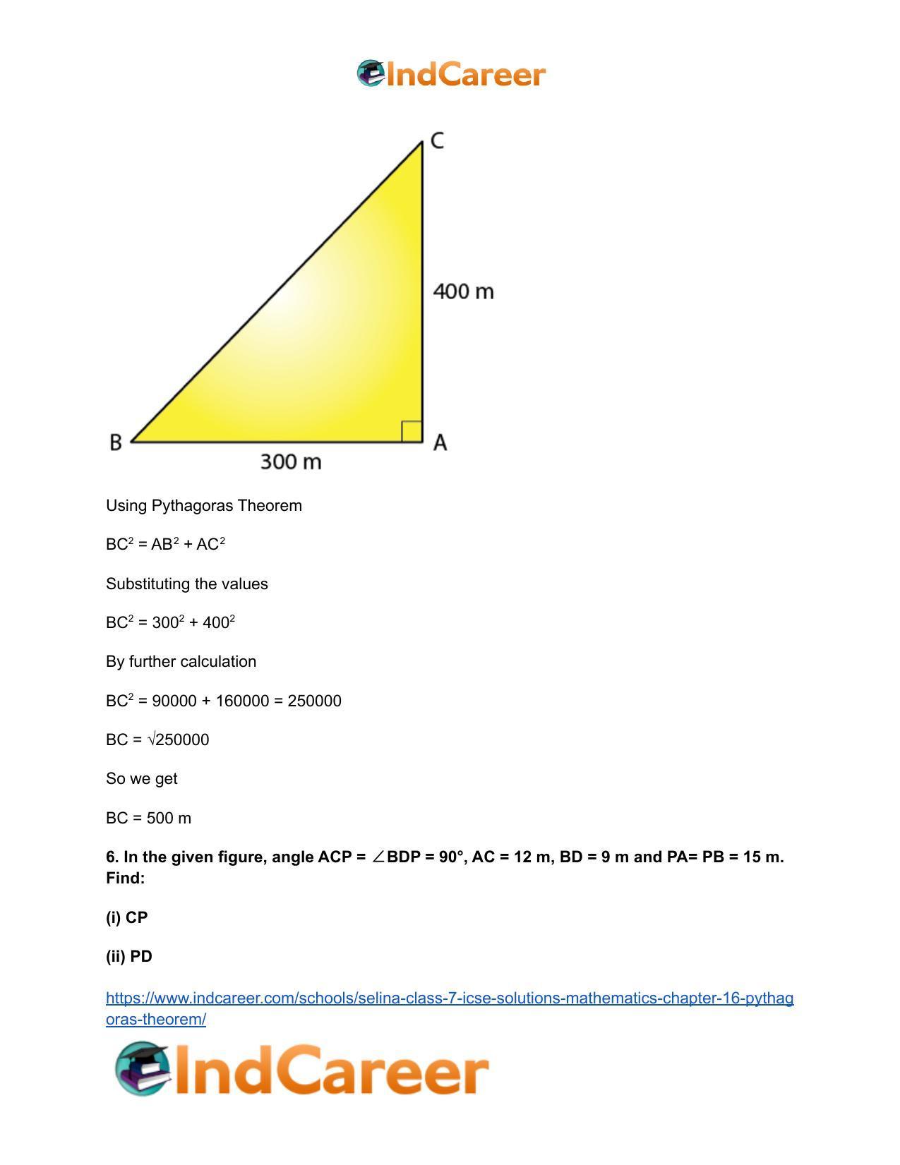 Selina Class 7 ICSE Solutions Mathematics : Chapter 16- Pythagoras Theorem - Page 8