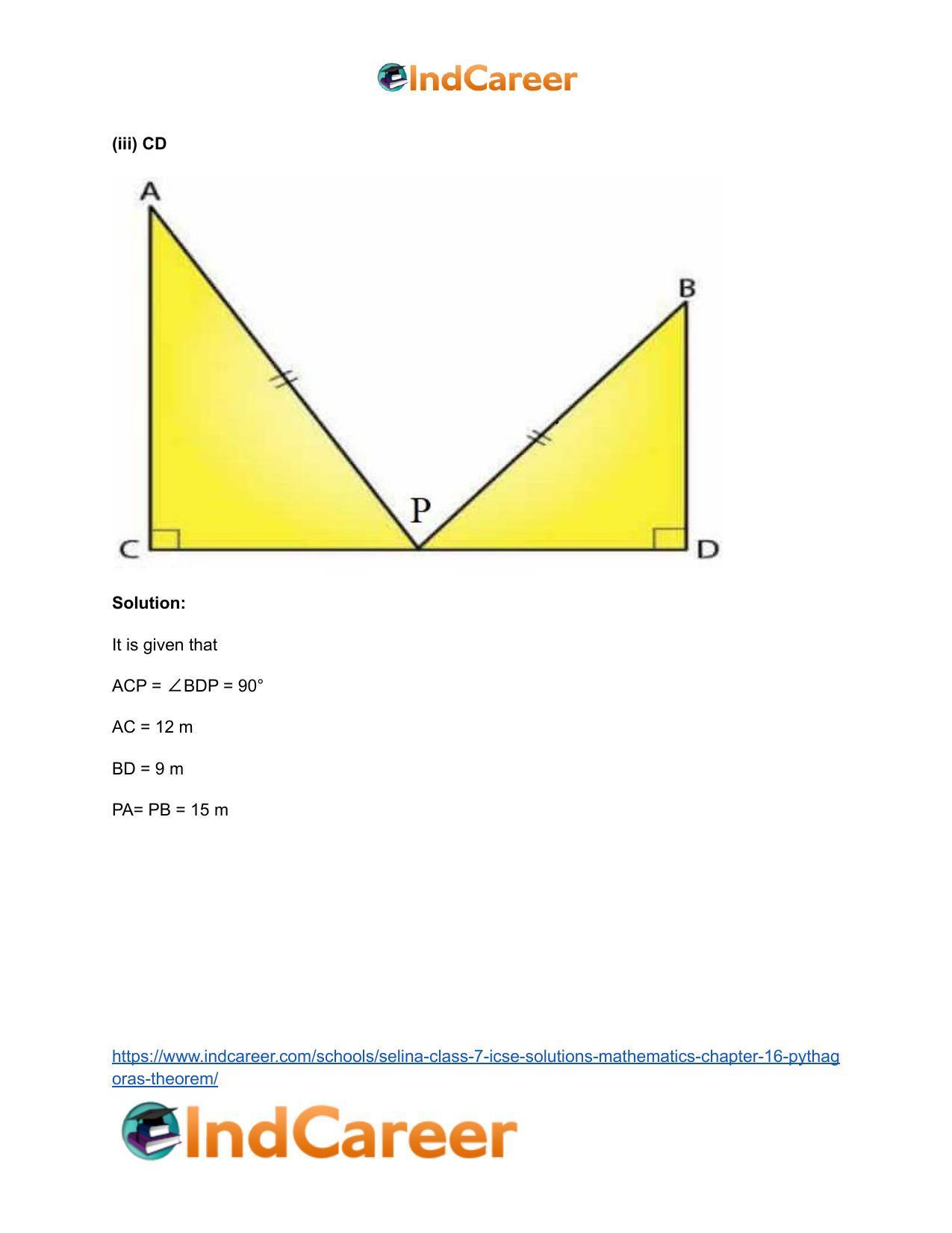 Selina Class 7 ICSE Solutions Mathematics : Chapter 16- Pythagoras Theorem - Page 9