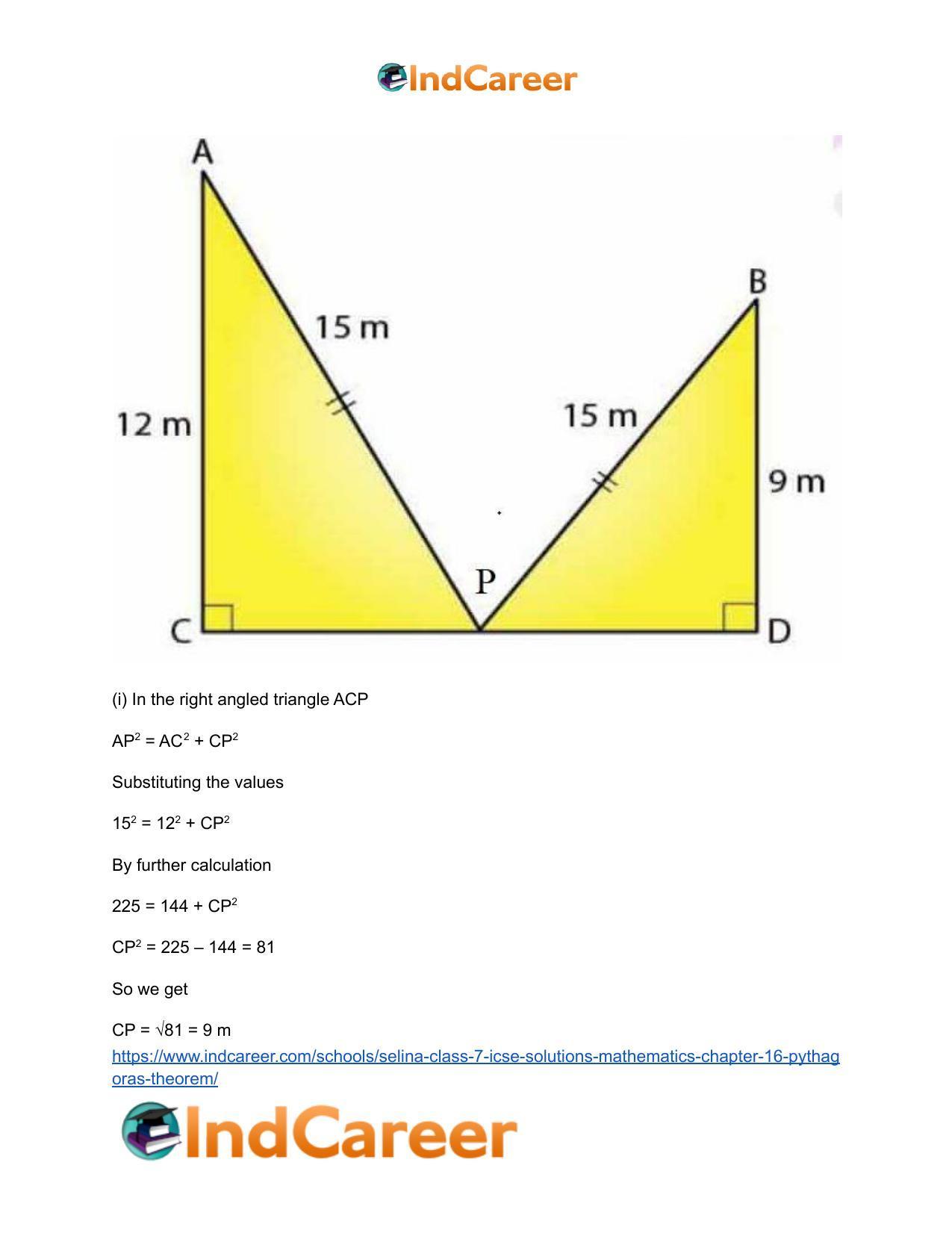 Selina Class 7 ICSE Solutions Mathematics : Chapter 16- Pythagoras Theorem - Page 10