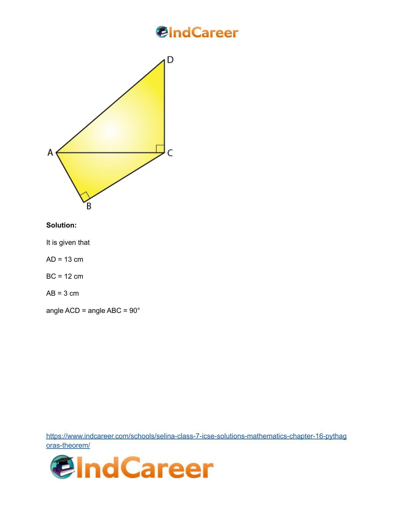 Selina Class 7 ICSE Solutions Mathematics : Chapter 16- Pythagoras Theorem - Page 19