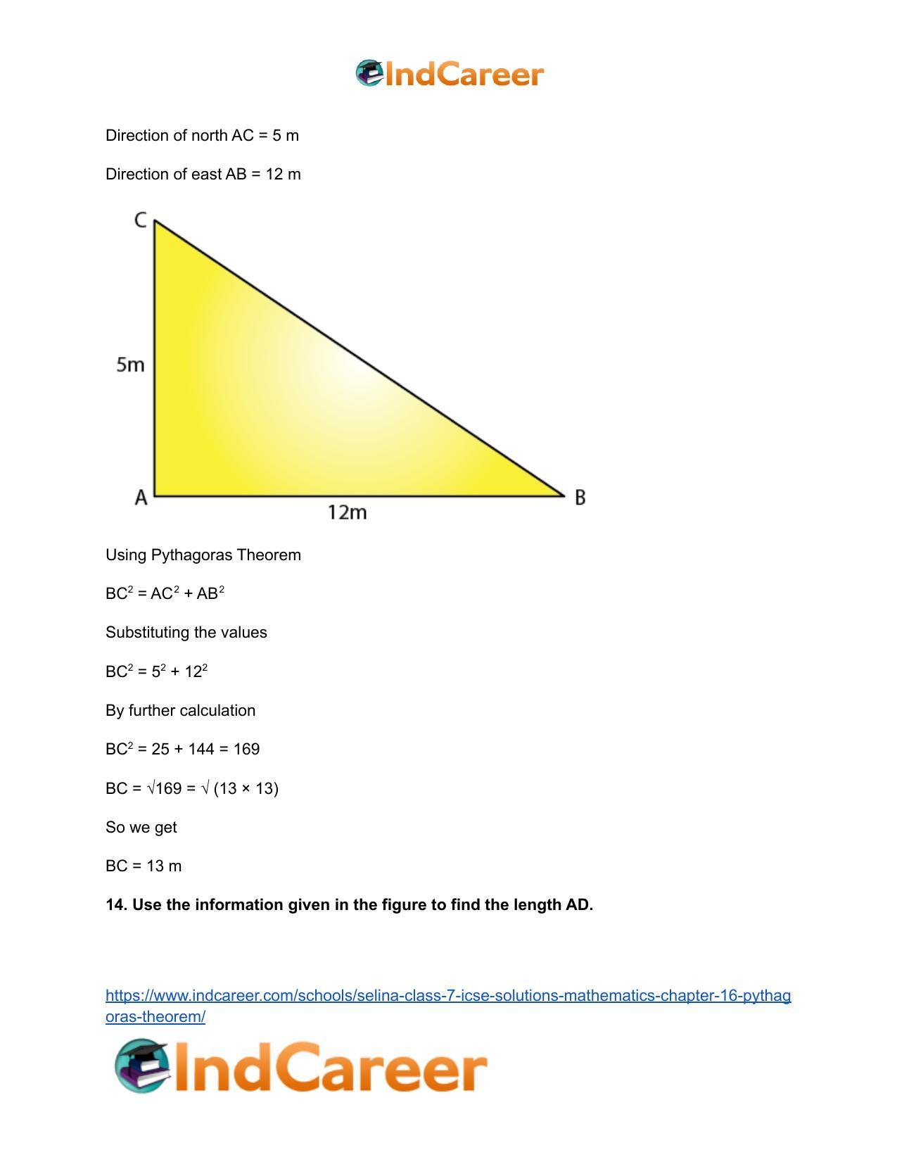 Selina Class 7 ICSE Solutions Mathematics : Chapter 16- Pythagoras Theorem - Page 23