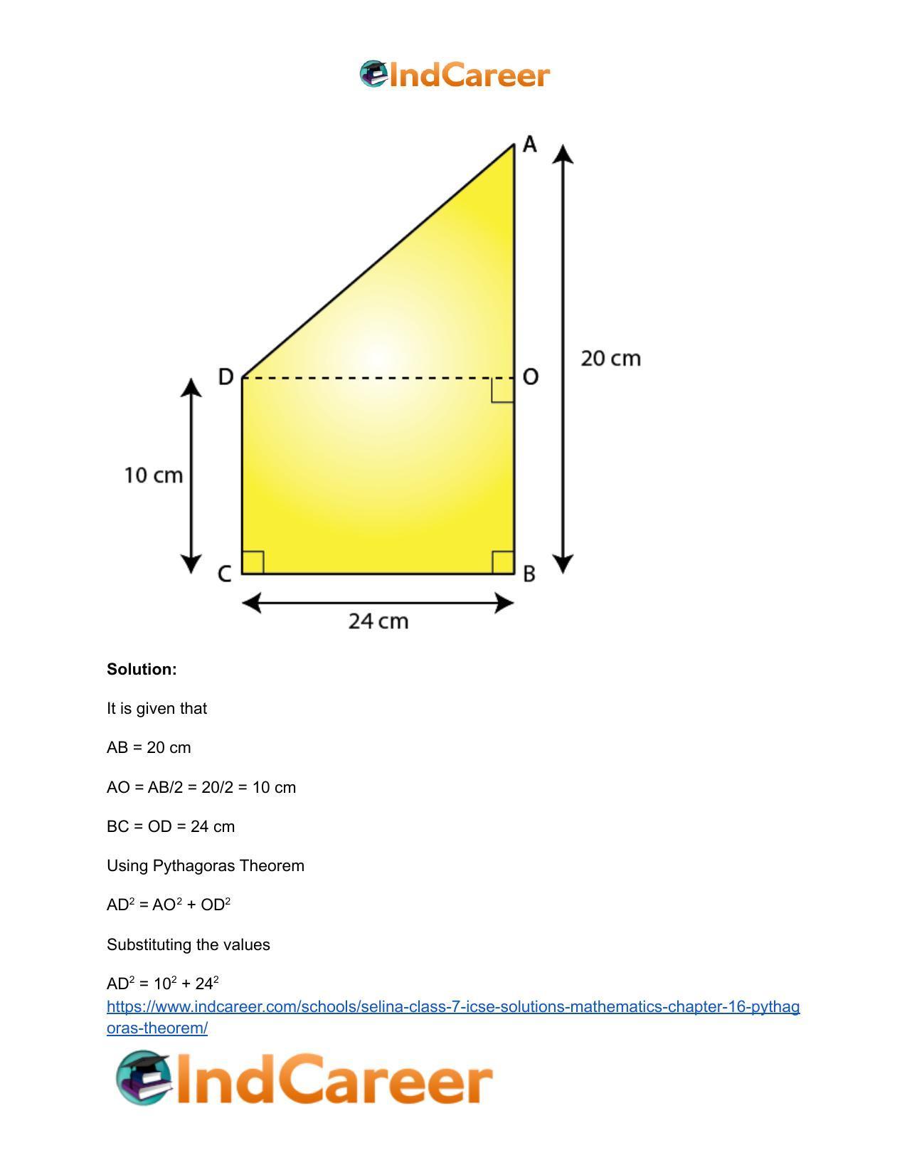 Selina Class 7 ICSE Solutions Mathematics : Chapter 16- Pythagoras Theorem - Page 24