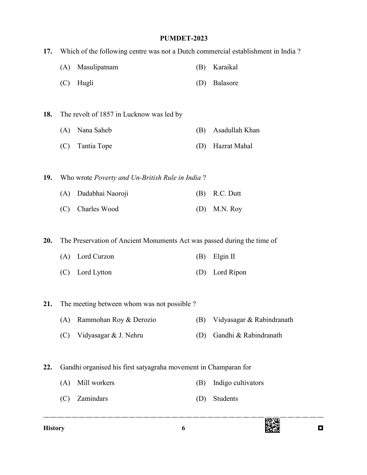 PUMDET 2023 History Question Paper - Page 6
