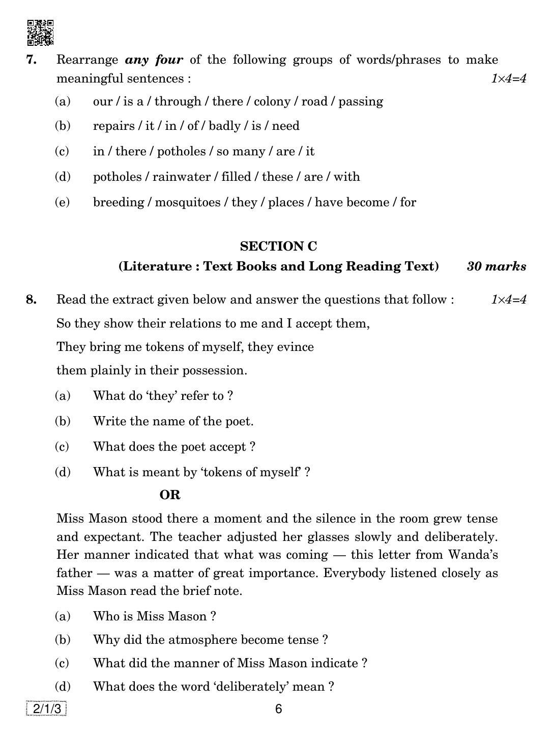 CBSE Class 10 2-1-3 ENGLISH LANG. & LIT. 2019 Compartment Question Paper - Page 6