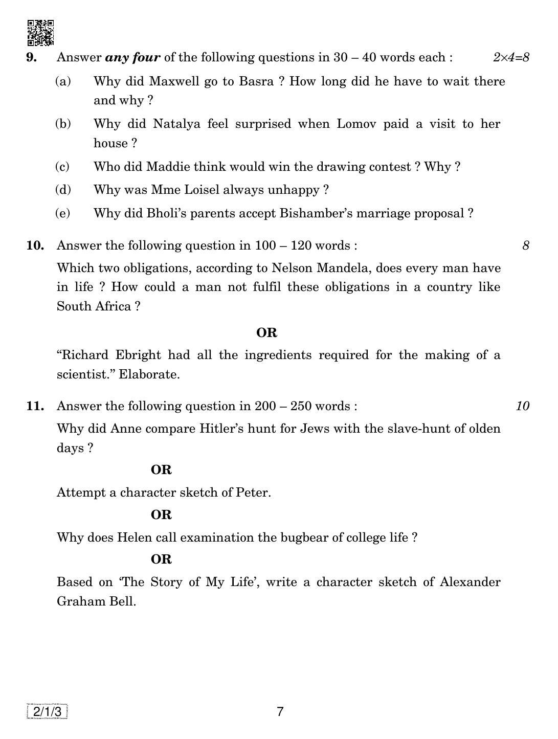CBSE Class 10 2-1-3 ENGLISH LANG. & LIT. 2019 Compartment Question Paper - Page 7