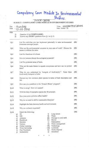 Bharati Vidyapeeth Environmental Studies Archive – Winter 2016 Question Paper